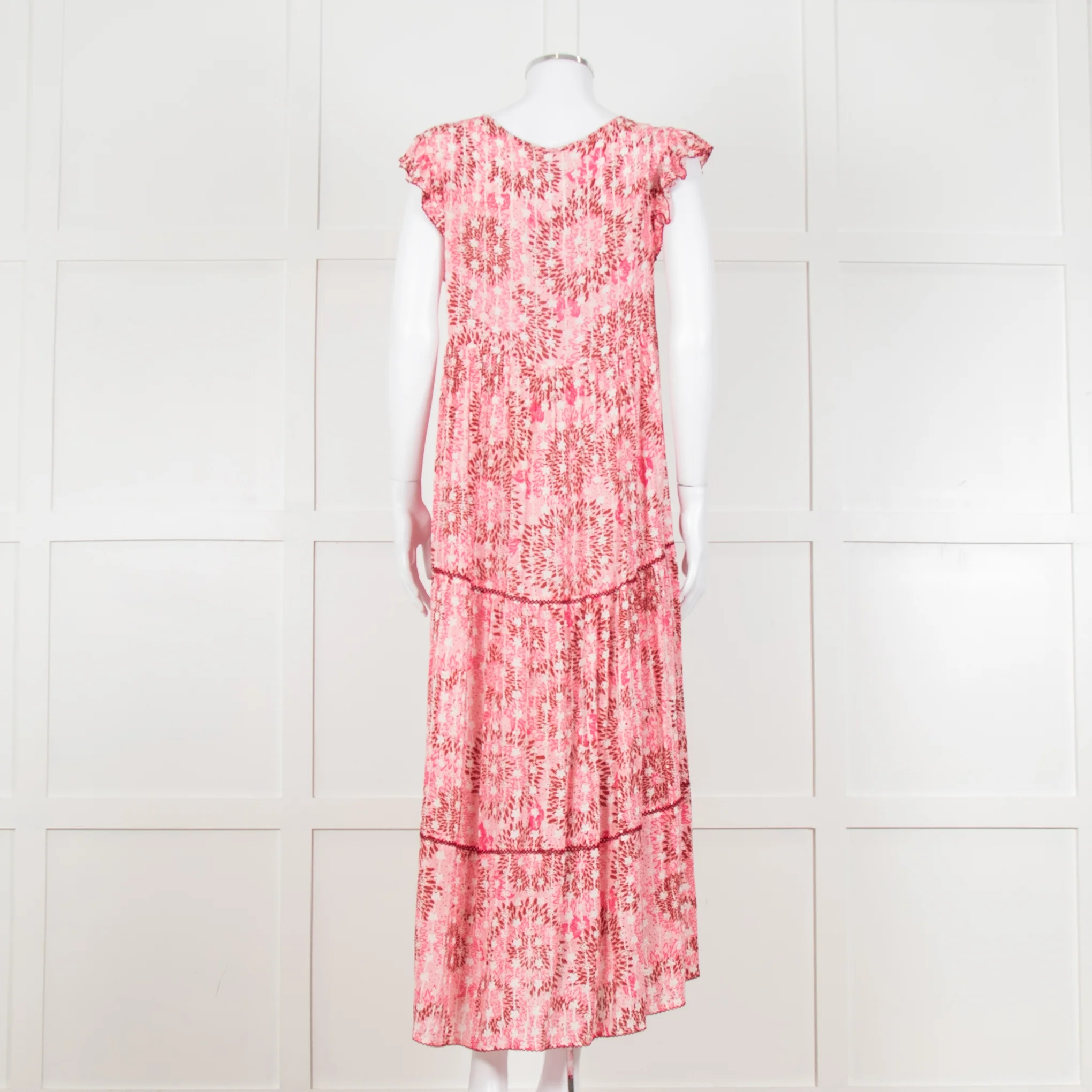 Poupette St Barth Pink Floral Print Tiered Dress - Image 5
