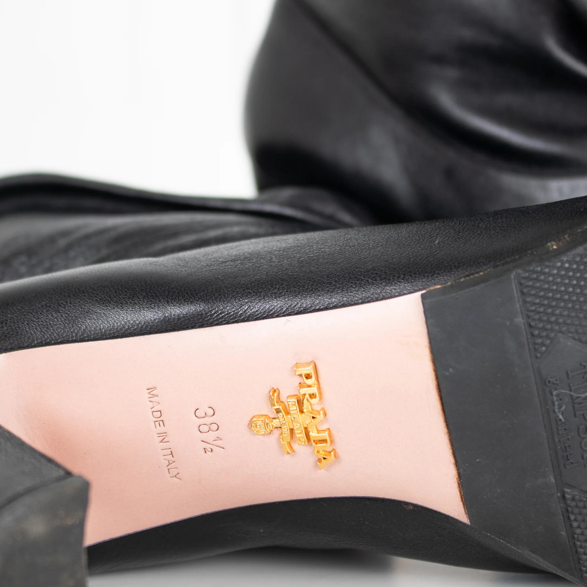 Prada Black Leather High Ankle Boots - Image 10