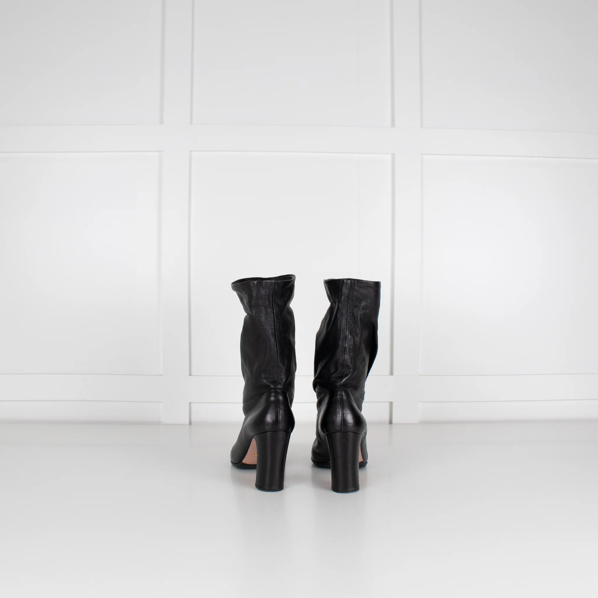 Prada Black Leather High Ankle Boots - Image 5