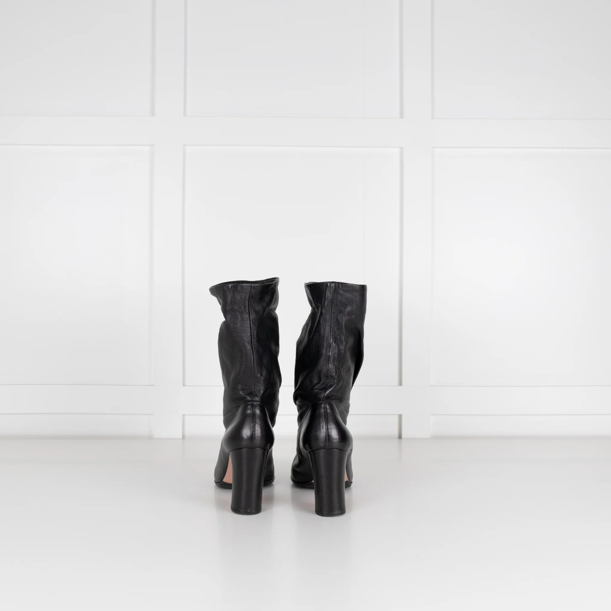 Prada Black Leather High Ankle Boots - Image 6
