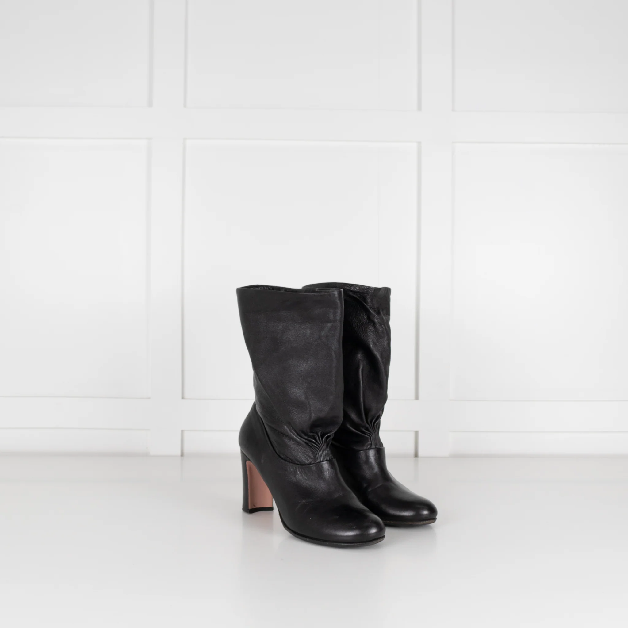 Prada Black Leather High Ankle Boots - Image 8
