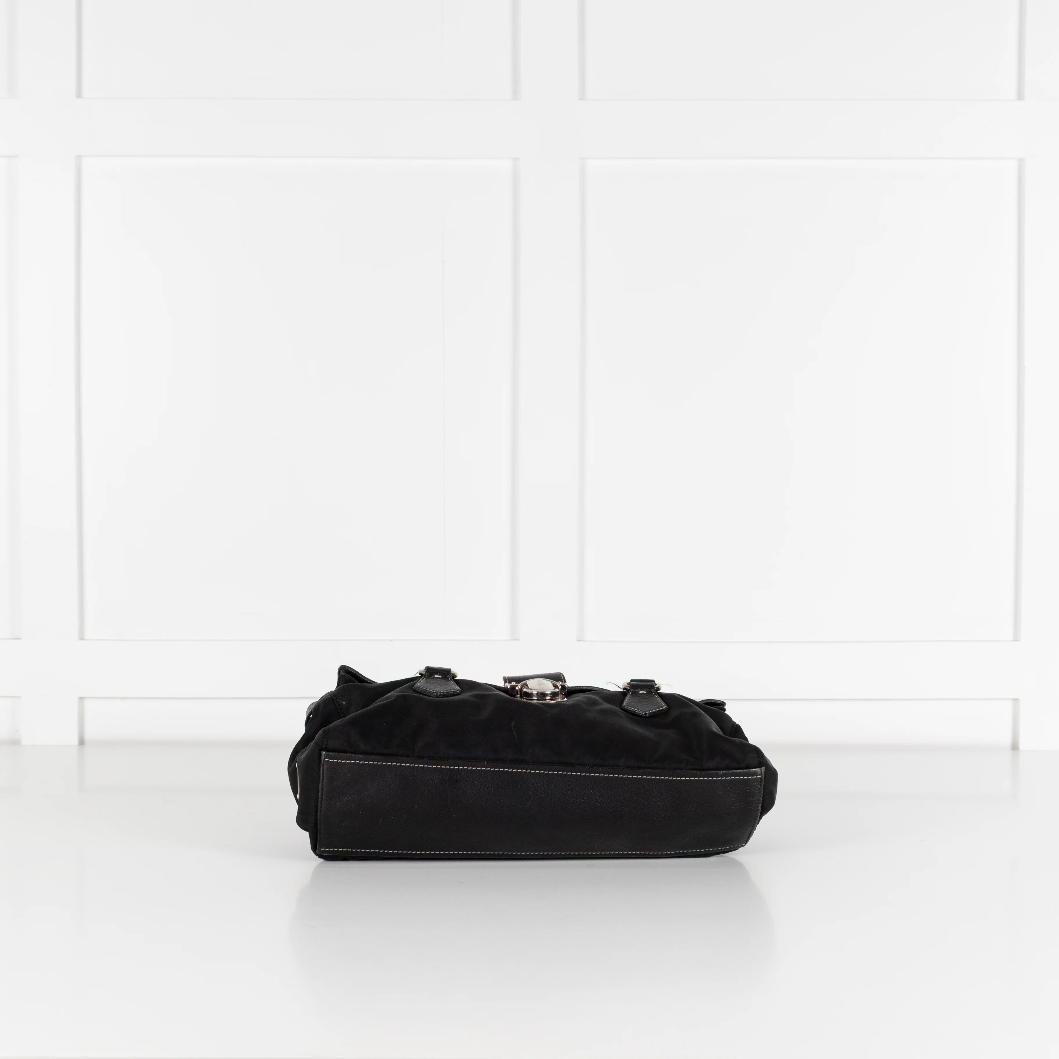 Prada Black Leather Nylon Vintage Shoulder Bag - Image 5