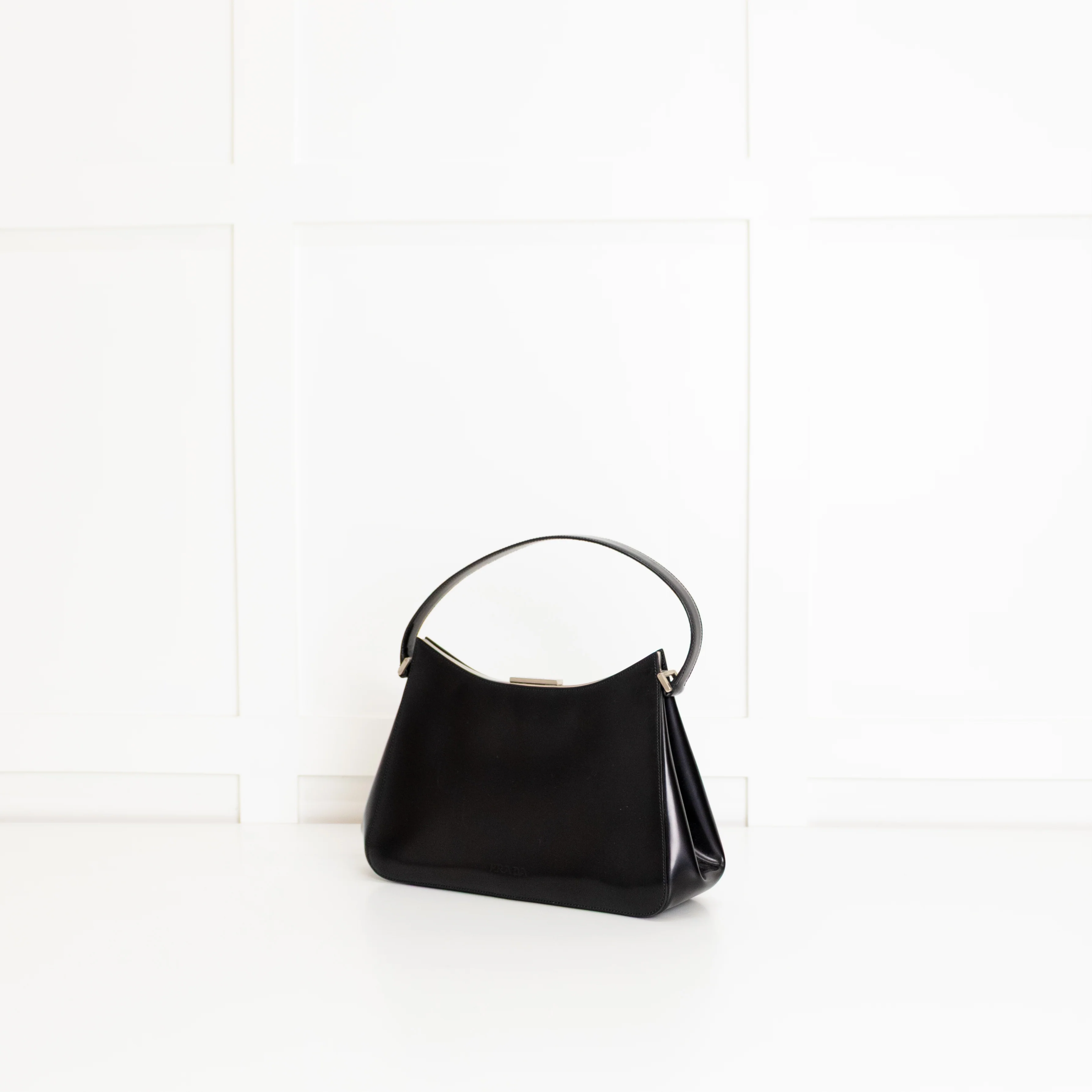 Prada Black Leather Top Handle Bag - Image 2