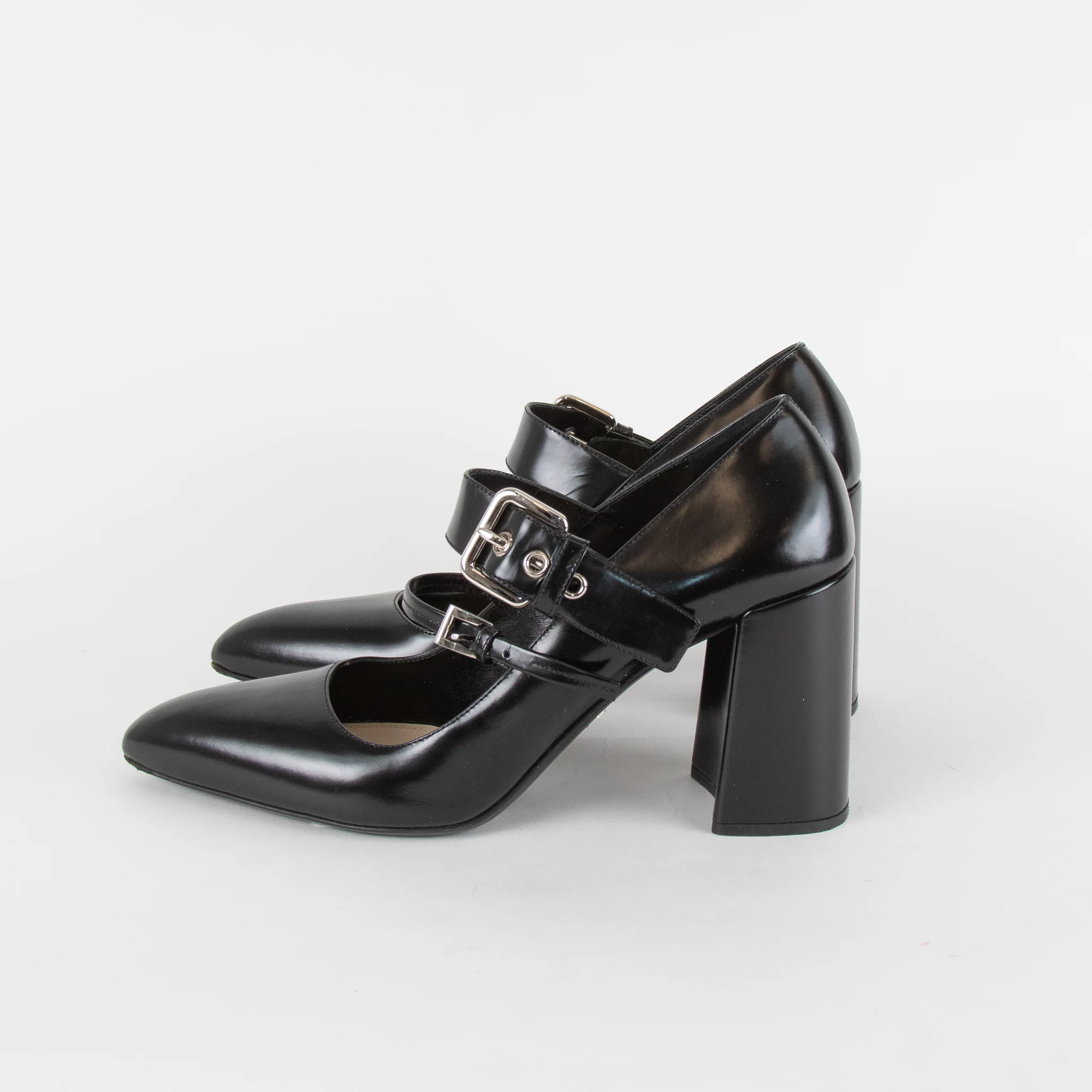 Prada Black Pointed Toe Buckle Up Mary Jane - Image 4