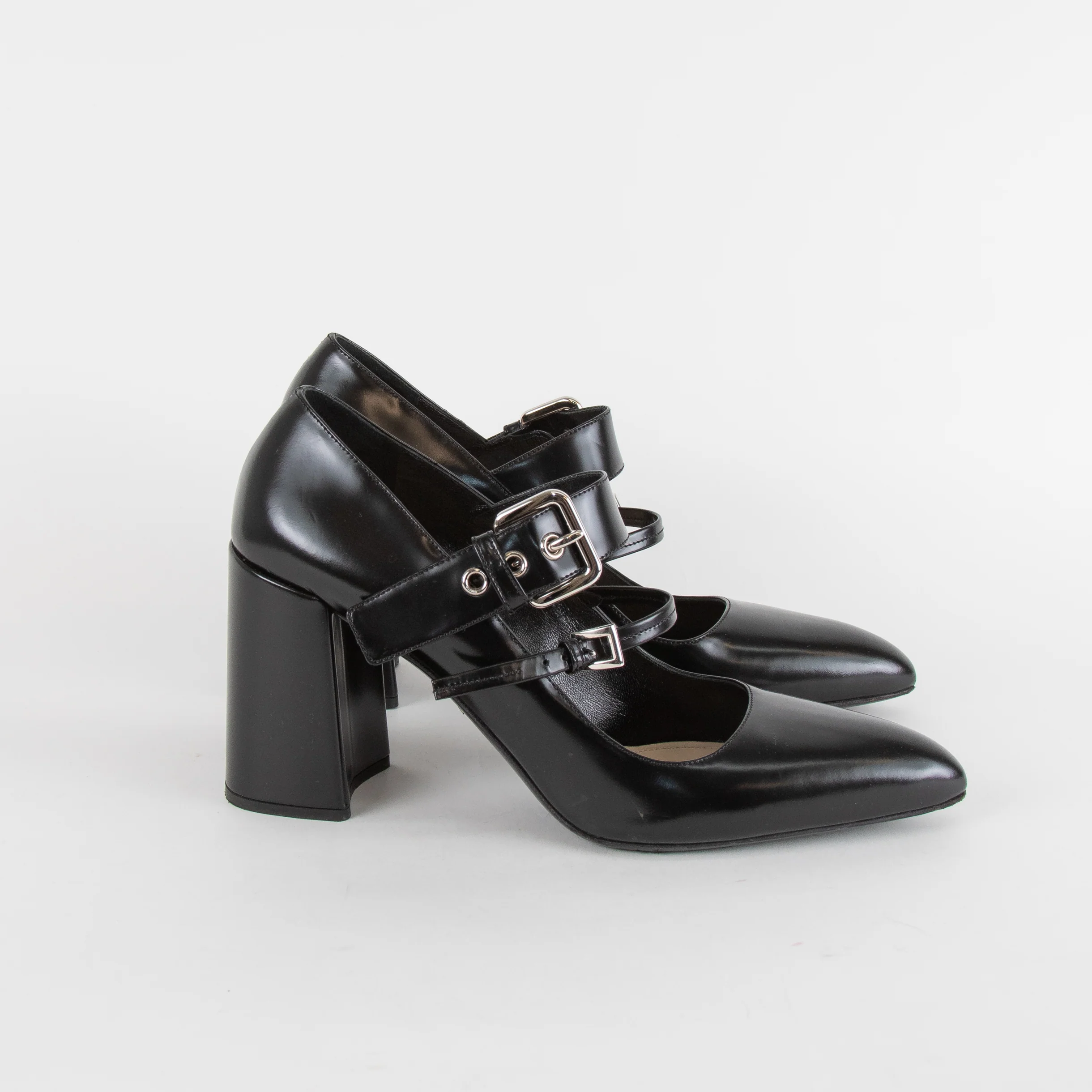 Prada Black Pointed Toe Buckle Up Mary Jane - Image 6