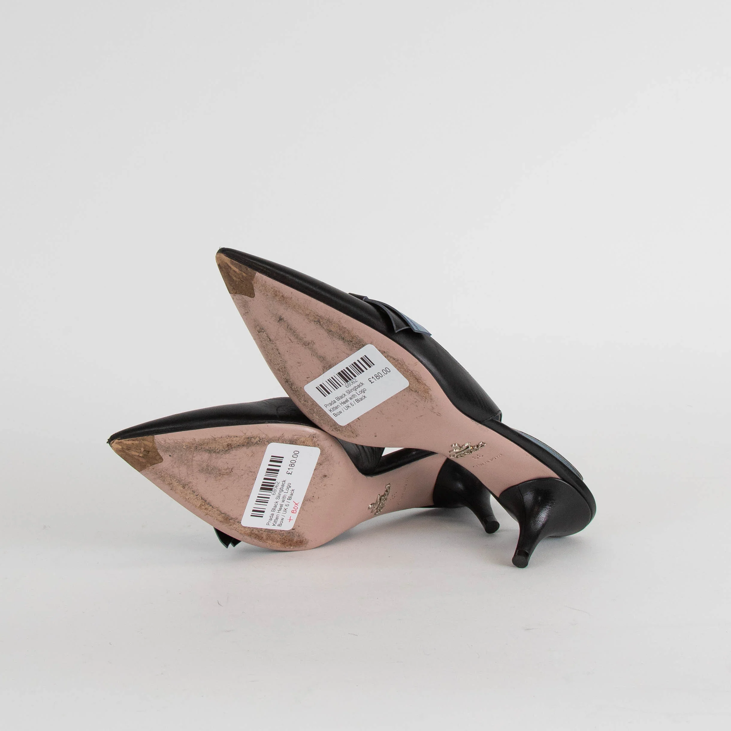 Prada Black Slingback Kitten Heel with Logo Bow - Image 8