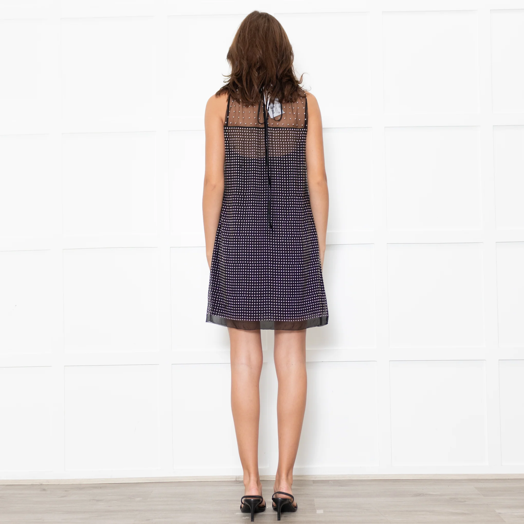 Prada Black Studded Net Sleeveless Dress With Slip - Image 5