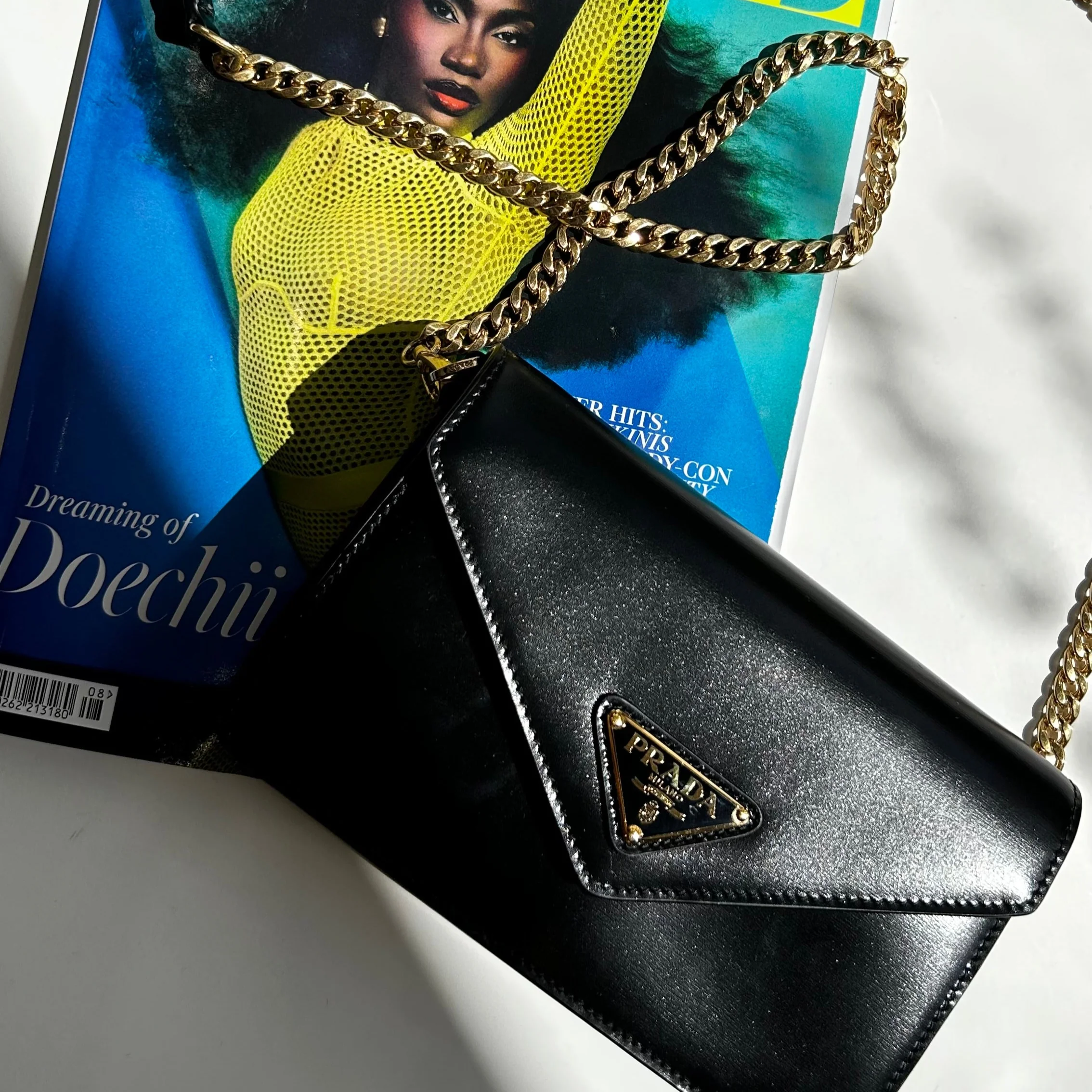 Prada Black Vitello Move Mini Chain Crossbody - Image 10