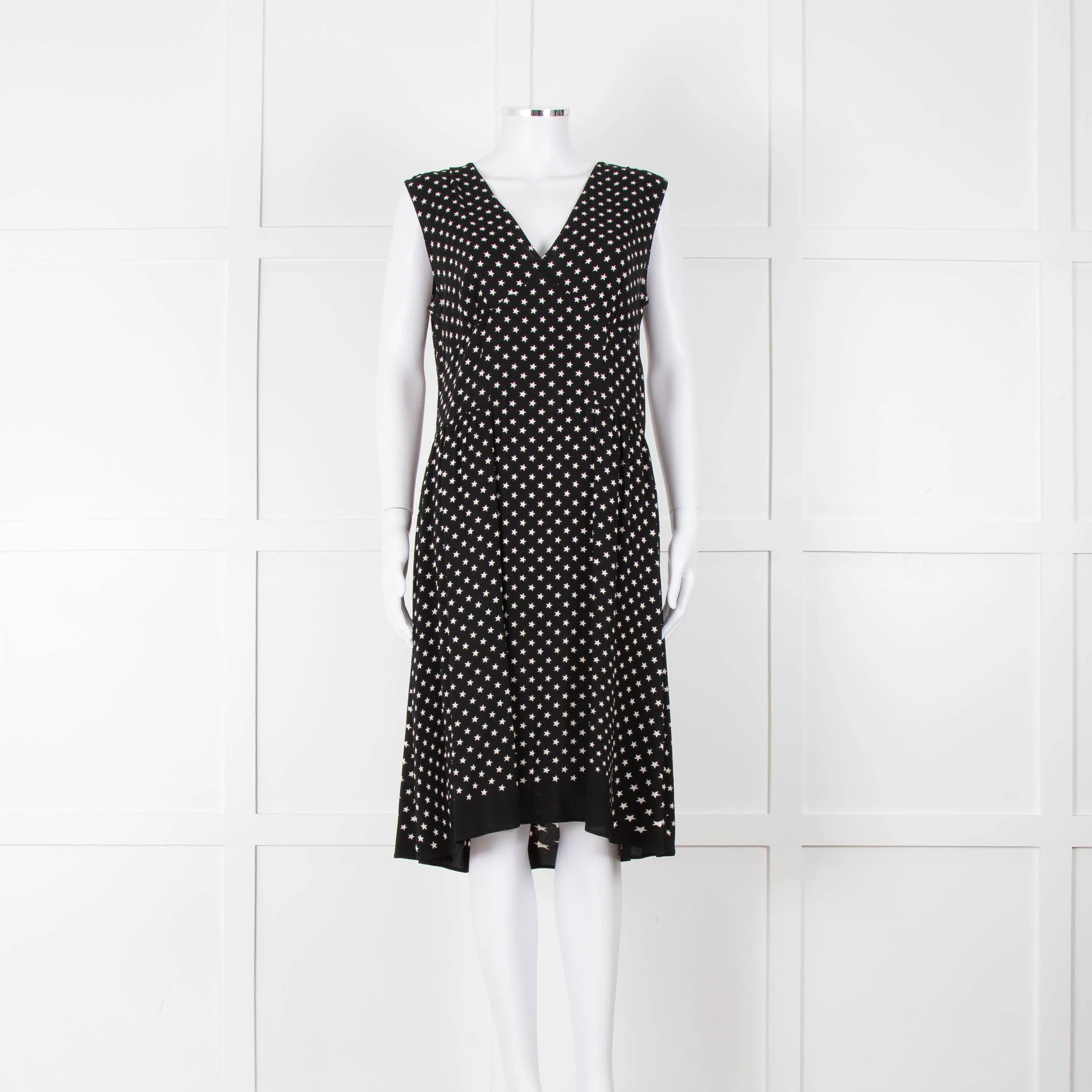 Prada Black White Star Print Sleeveless Dress