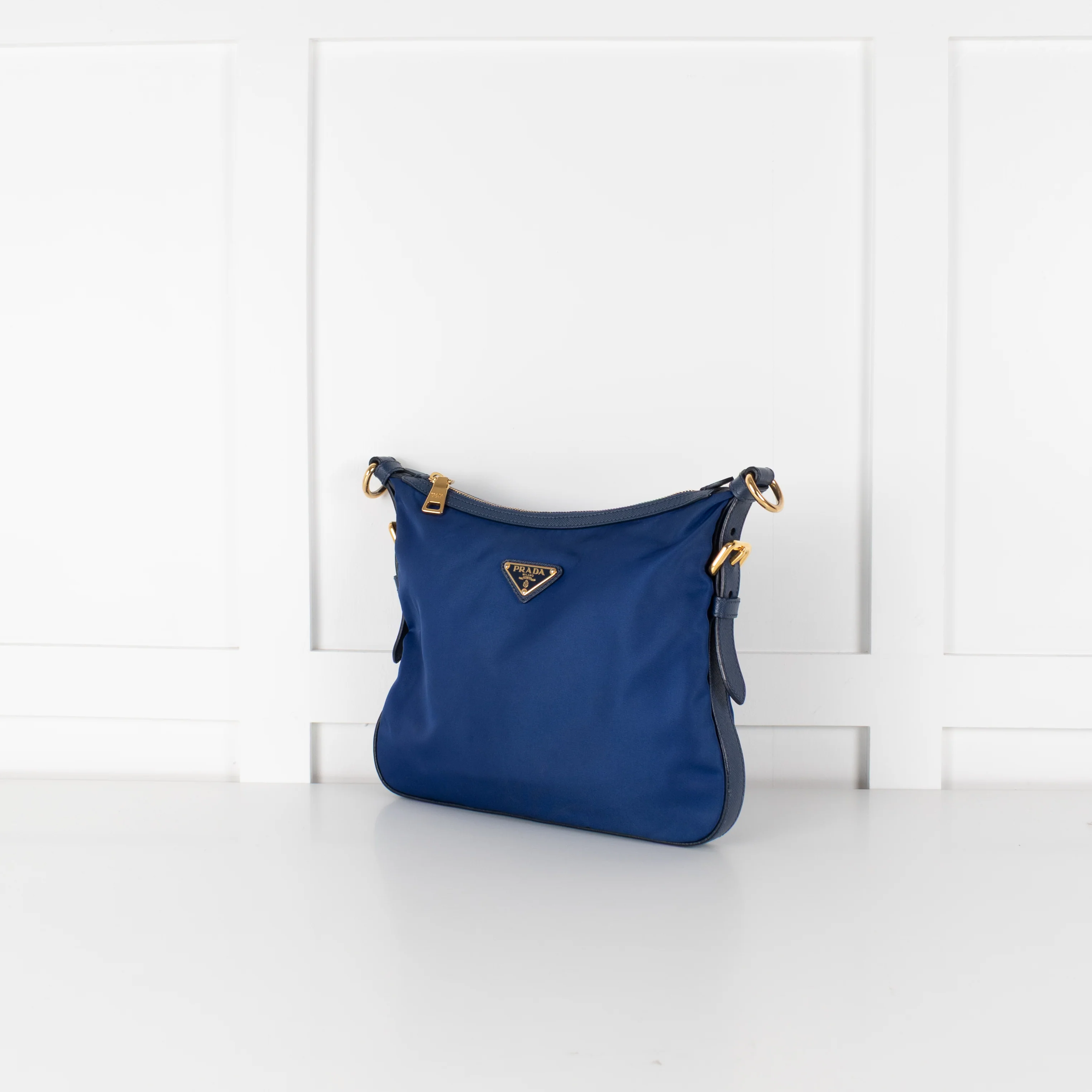 Prada Cobalt Blue Nylon Leather Trim Crossbody Bag - Image 6