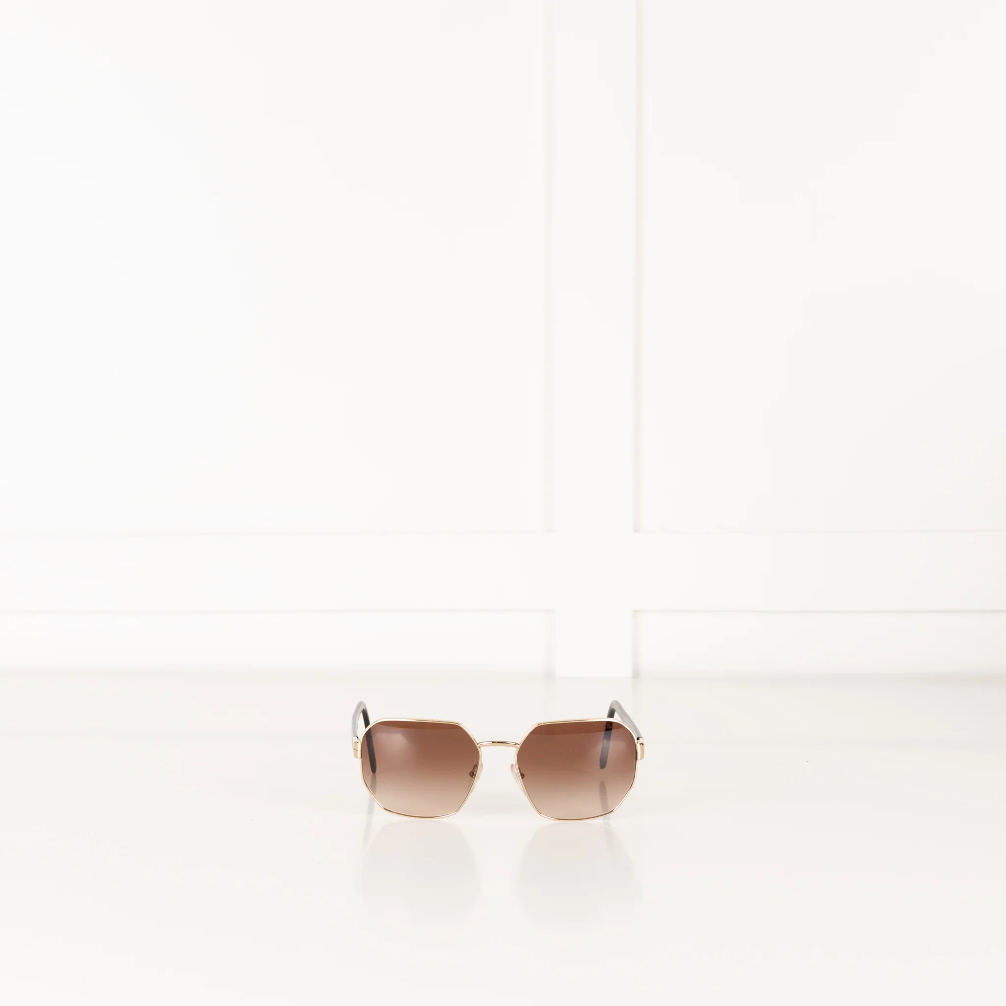 Prada Gold Frame & Brown Lens Sunglasses