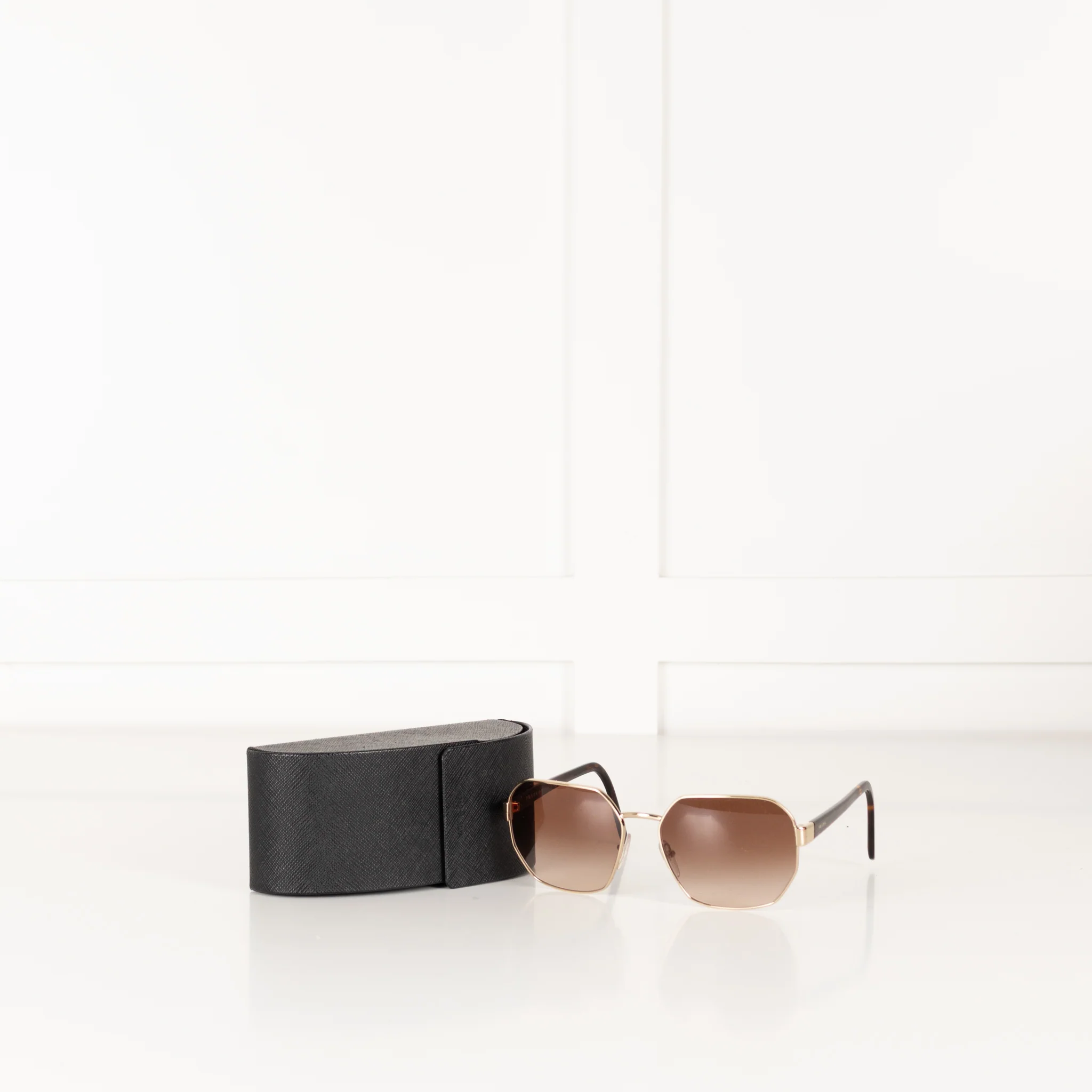 Prada Gold Frame & Brown Lens Sunglasses - Image 2