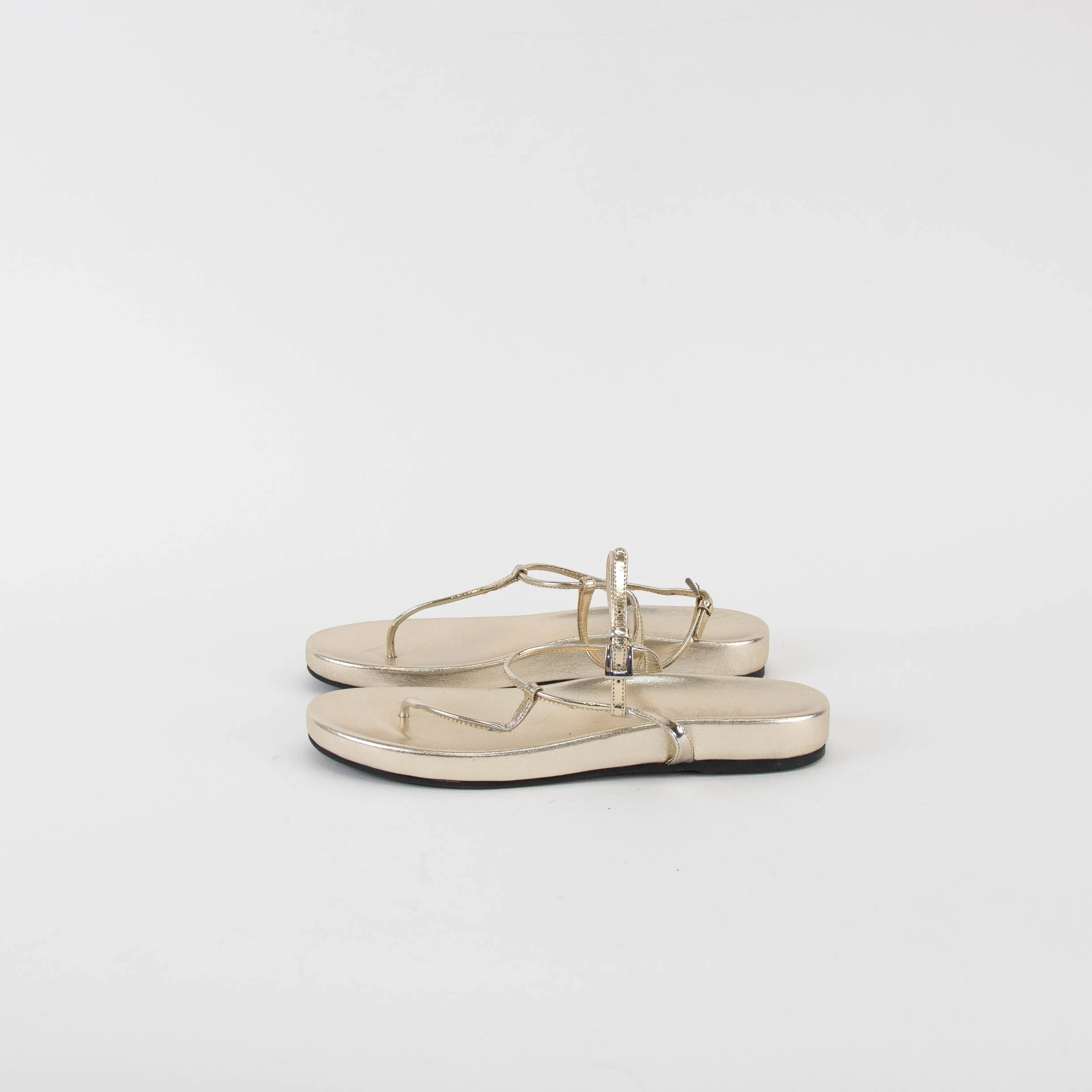 Prada Gold Metallic Flat Thong Sandal - Image 3