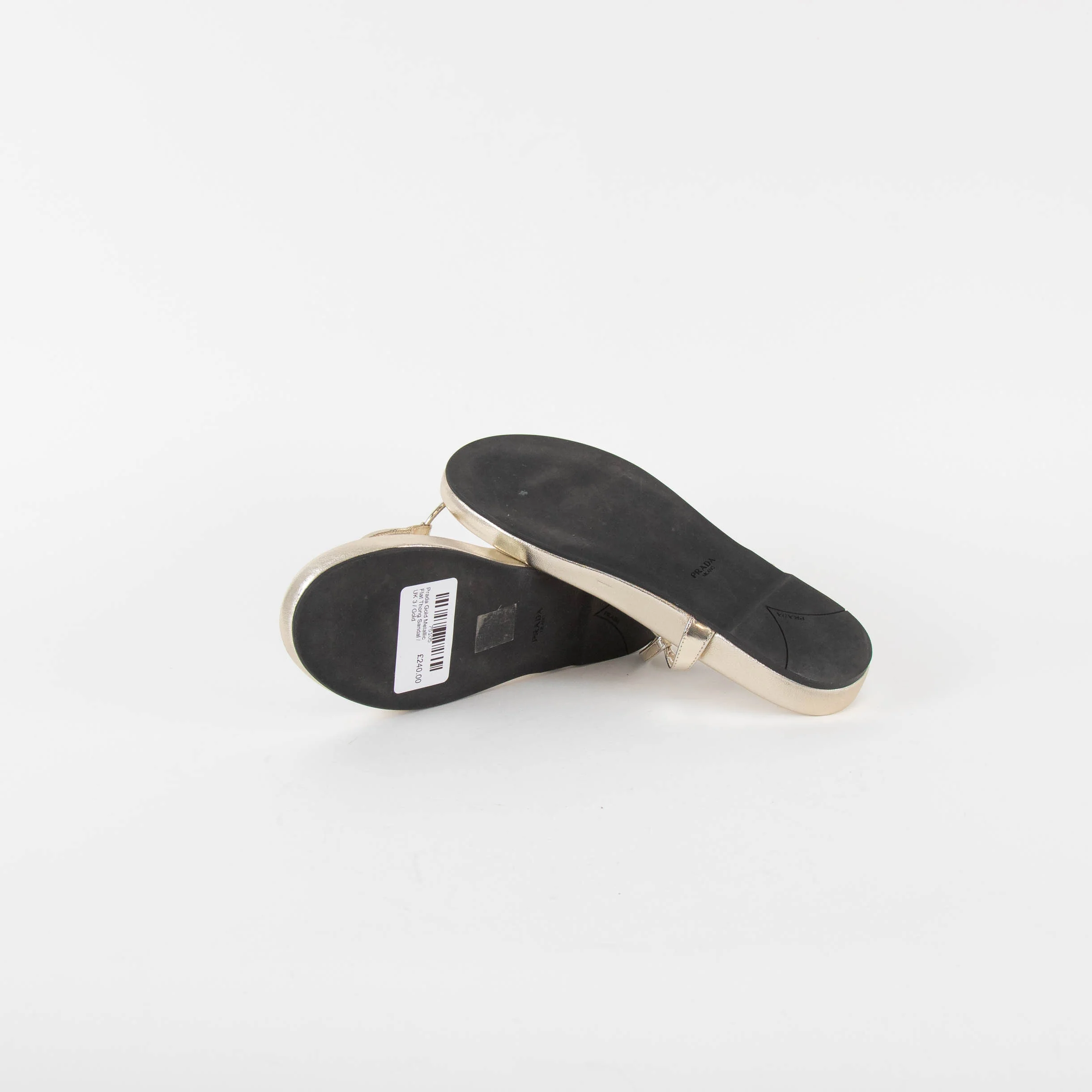 Prada Gold Metallic Flat Thong Sandal - Image 6