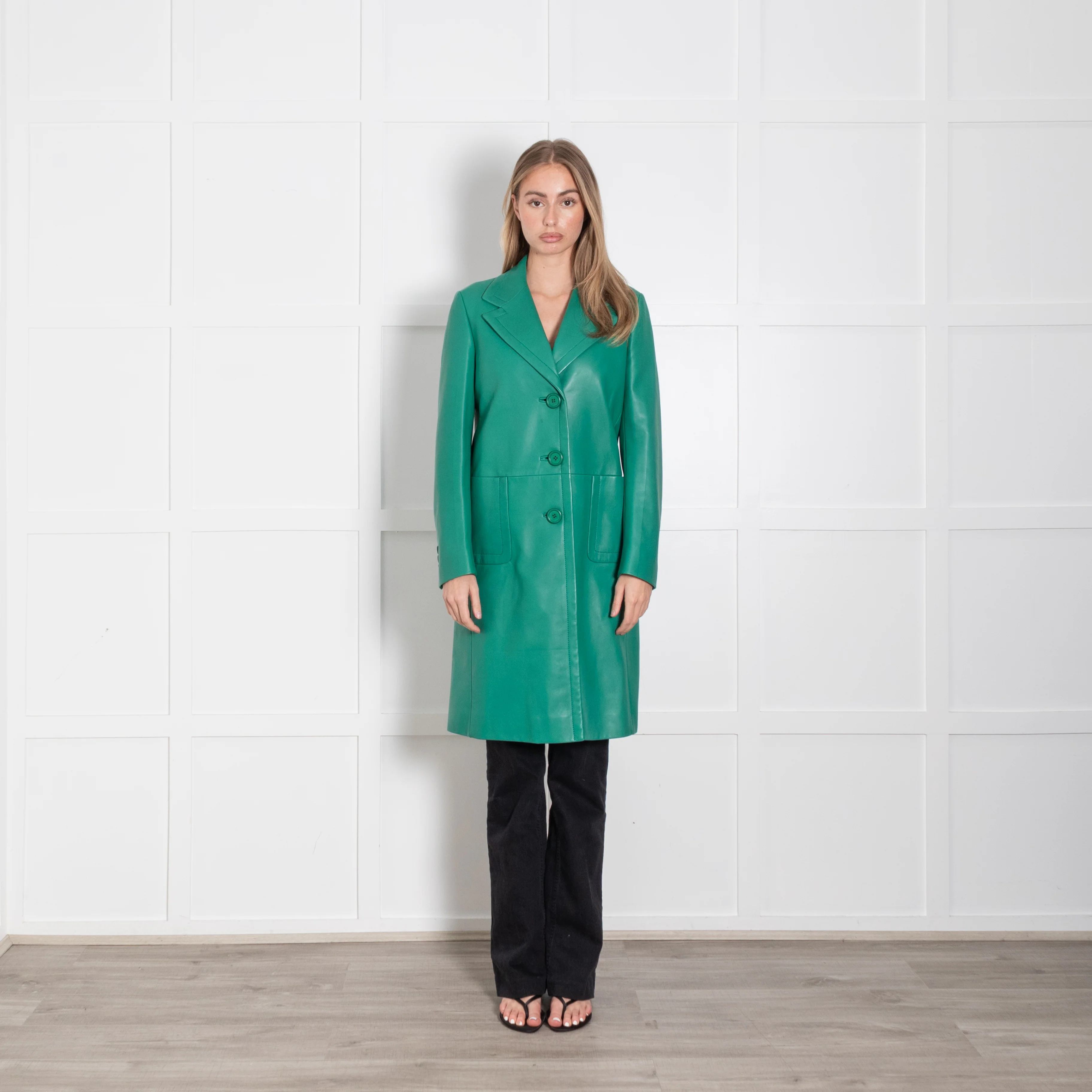 Prada Green Leather Coat
