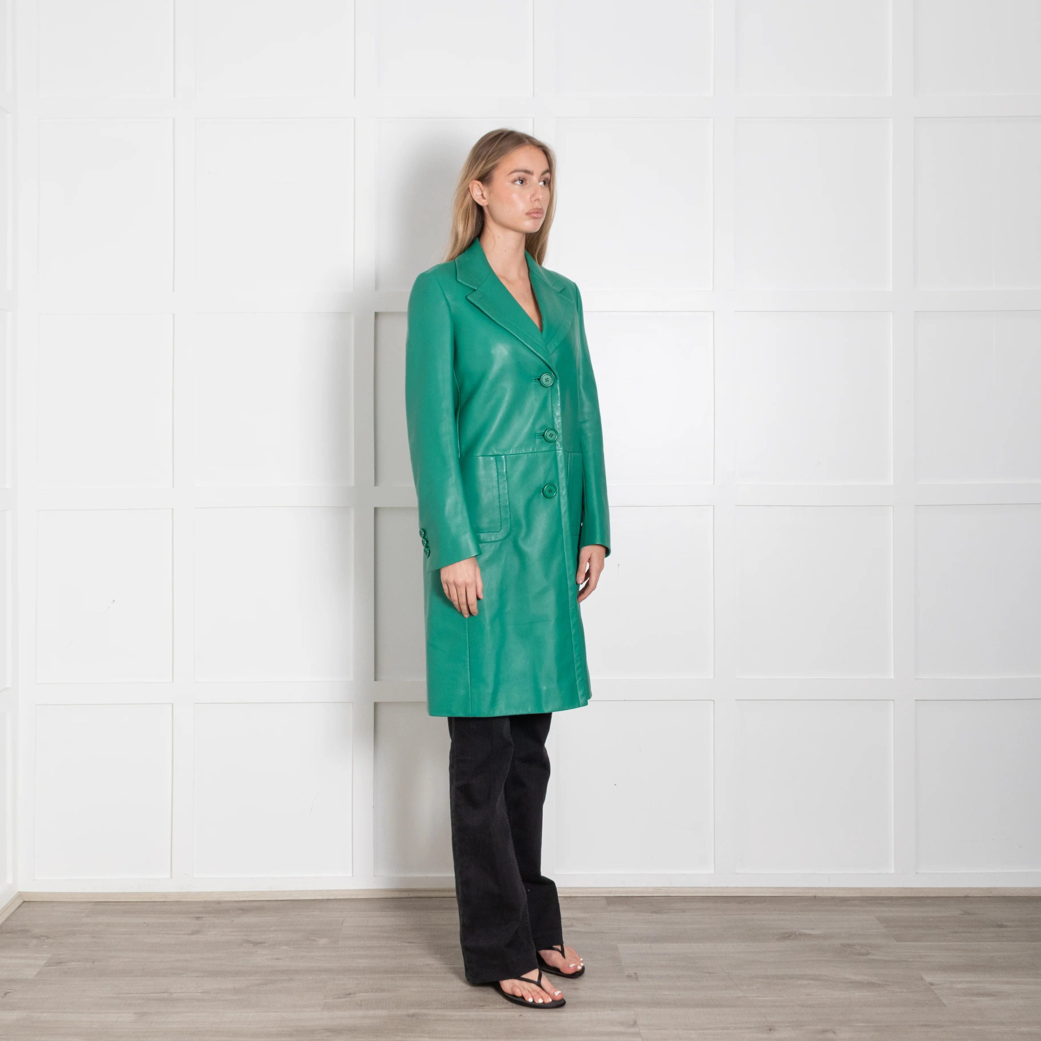 Prada Green Leather Coat - Image 7