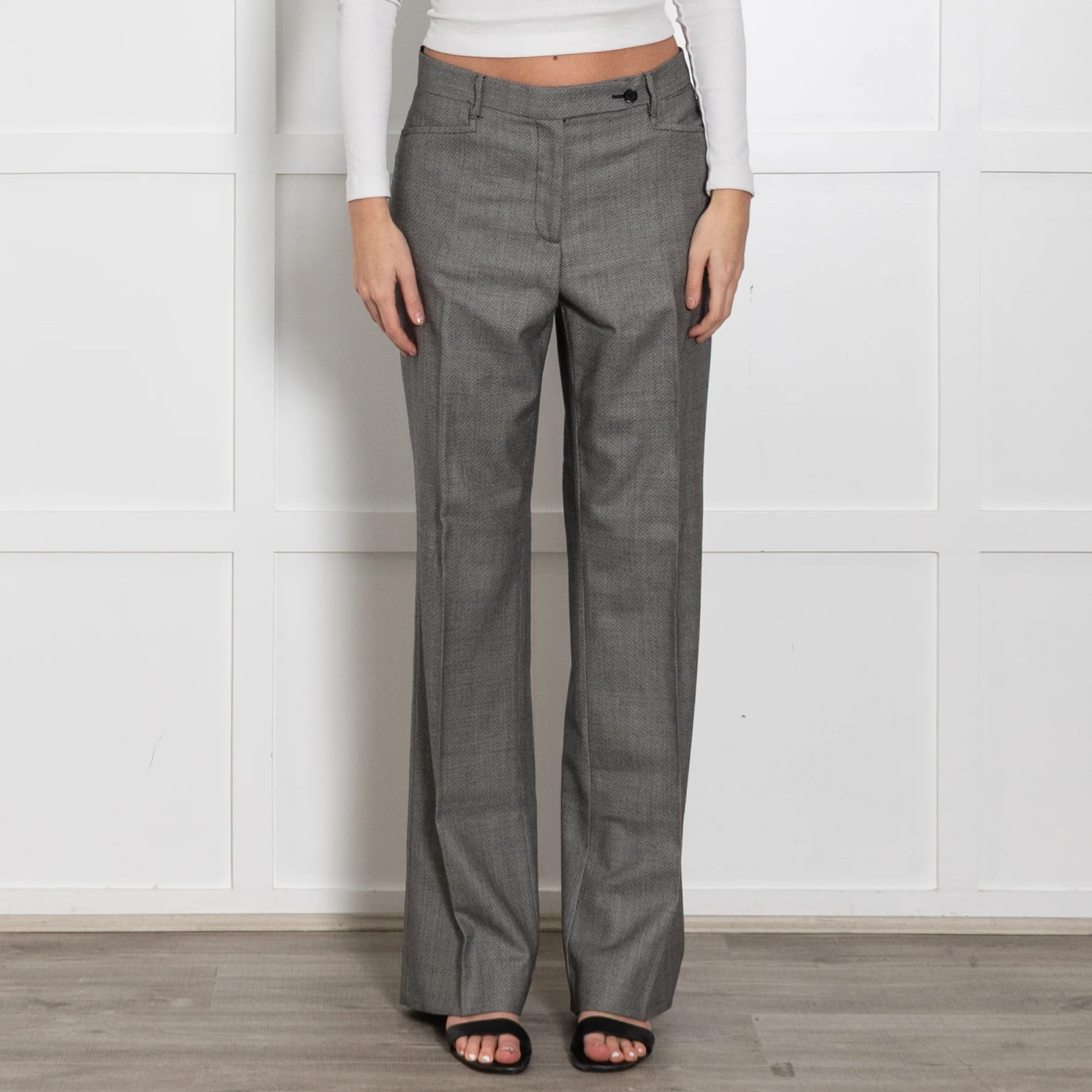 Prada Grey Virgin Wool Mohair Blend Trousers - Image 2
