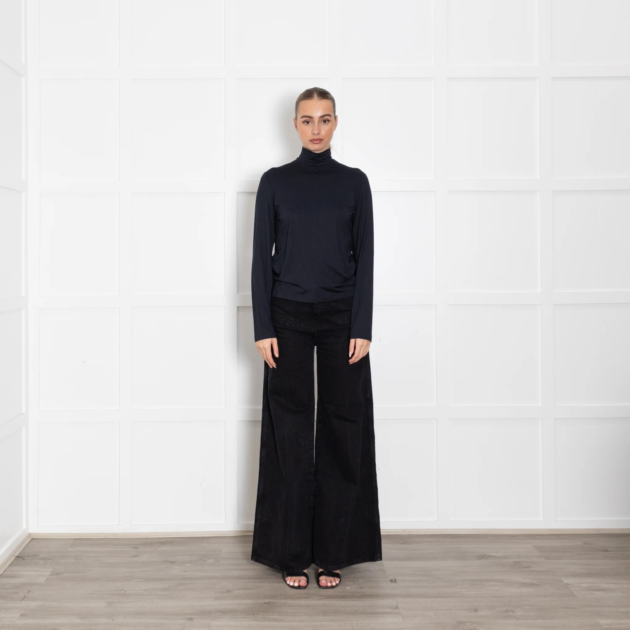 Prada Navy Blue Thin Stretchy Fabric With Back Zip Top