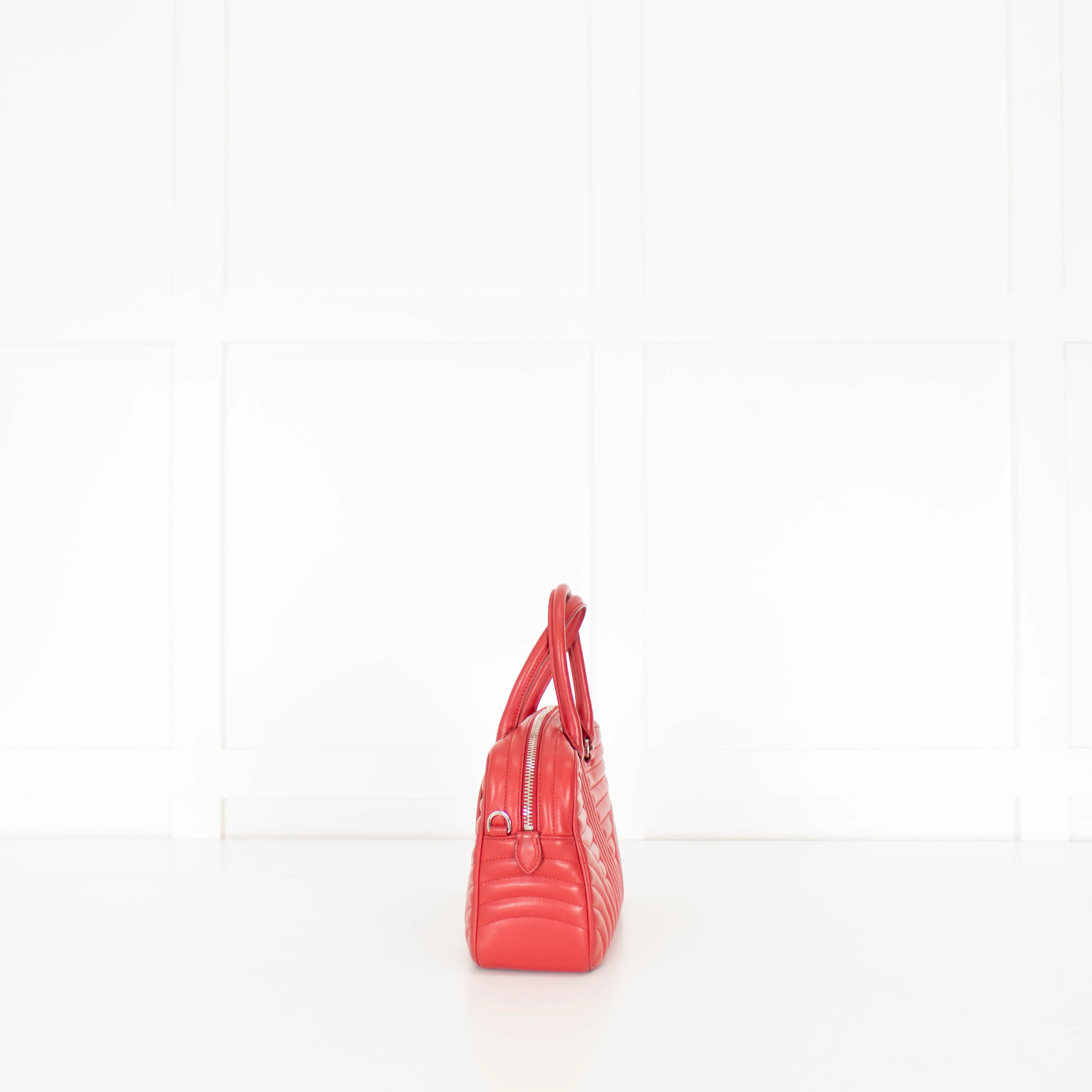 Prada Red Leather Diagramme Bauletto Bag - Image 7