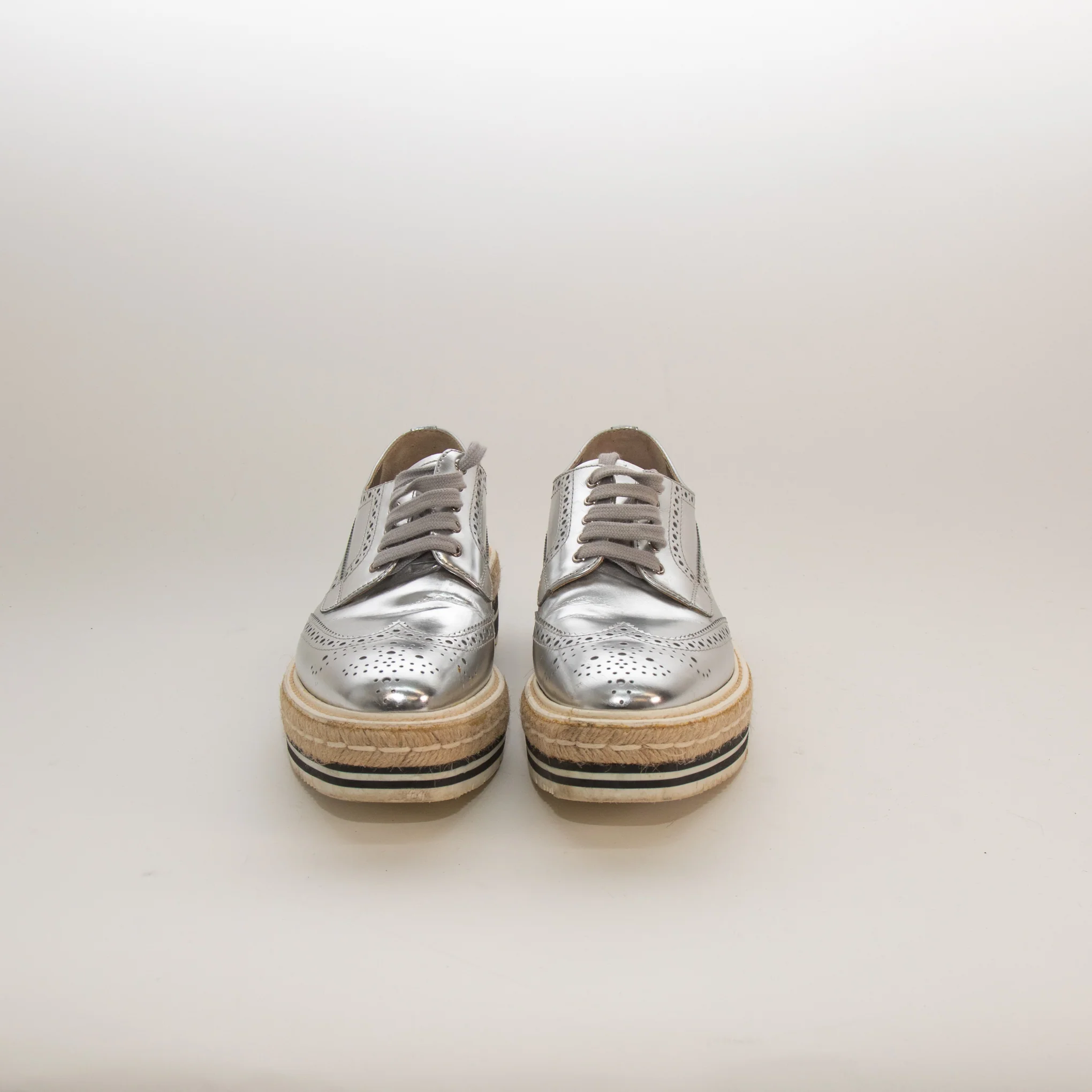 Prada Silver Donna Espadrille Brogue - Image 3