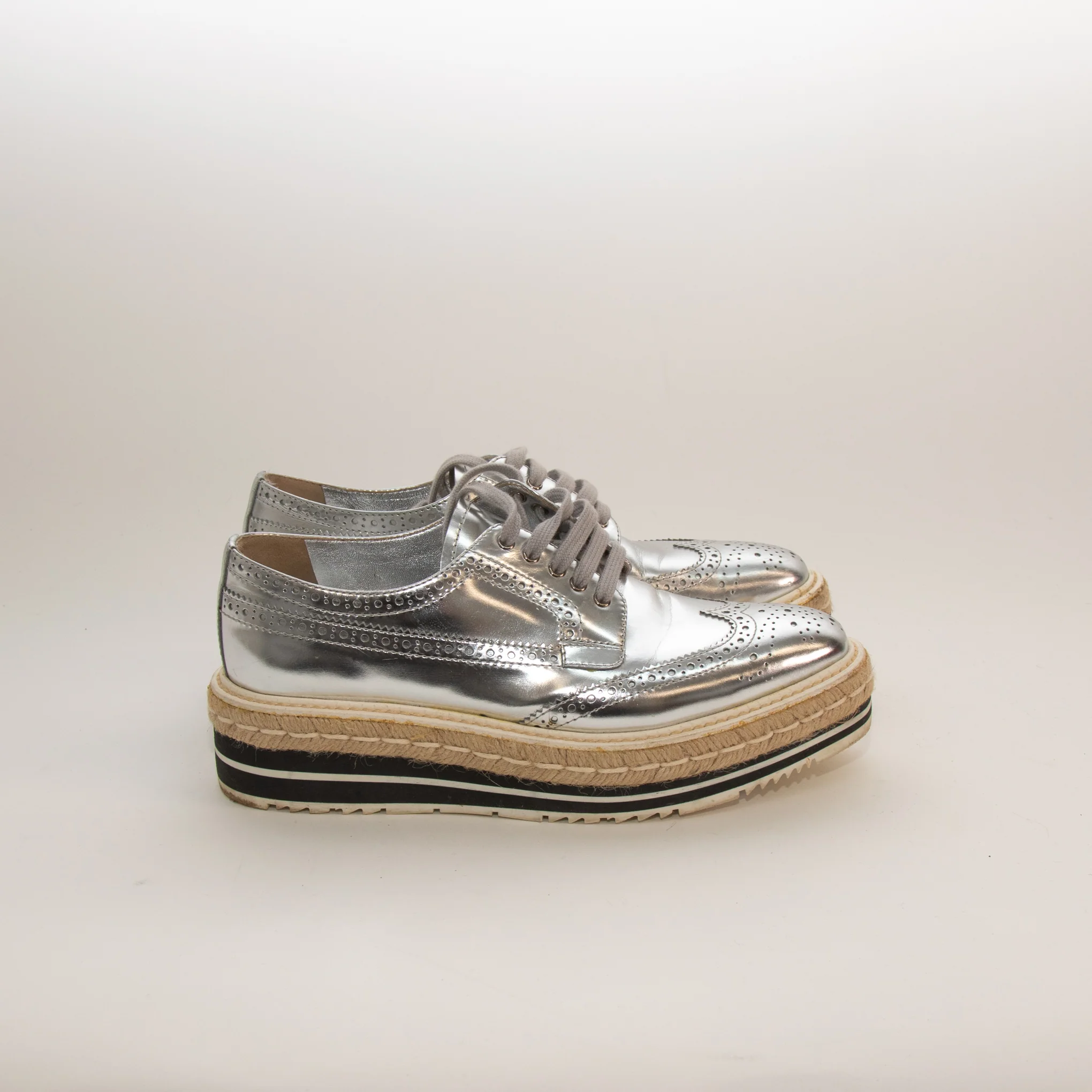 Prada Silver Donna Espadrille Brogue - Image 6