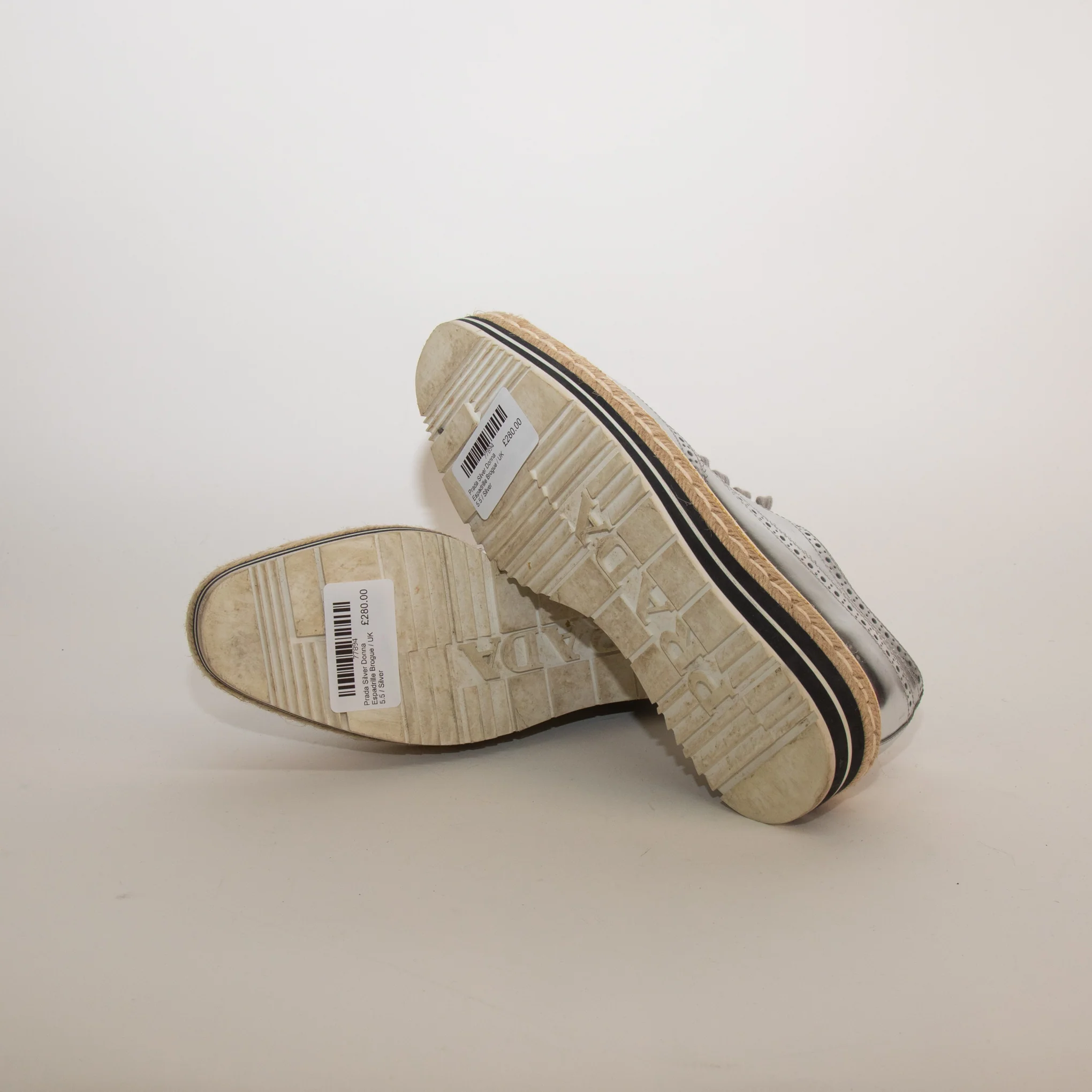 Prada Silver Donna Espadrille Brogue - Image 7