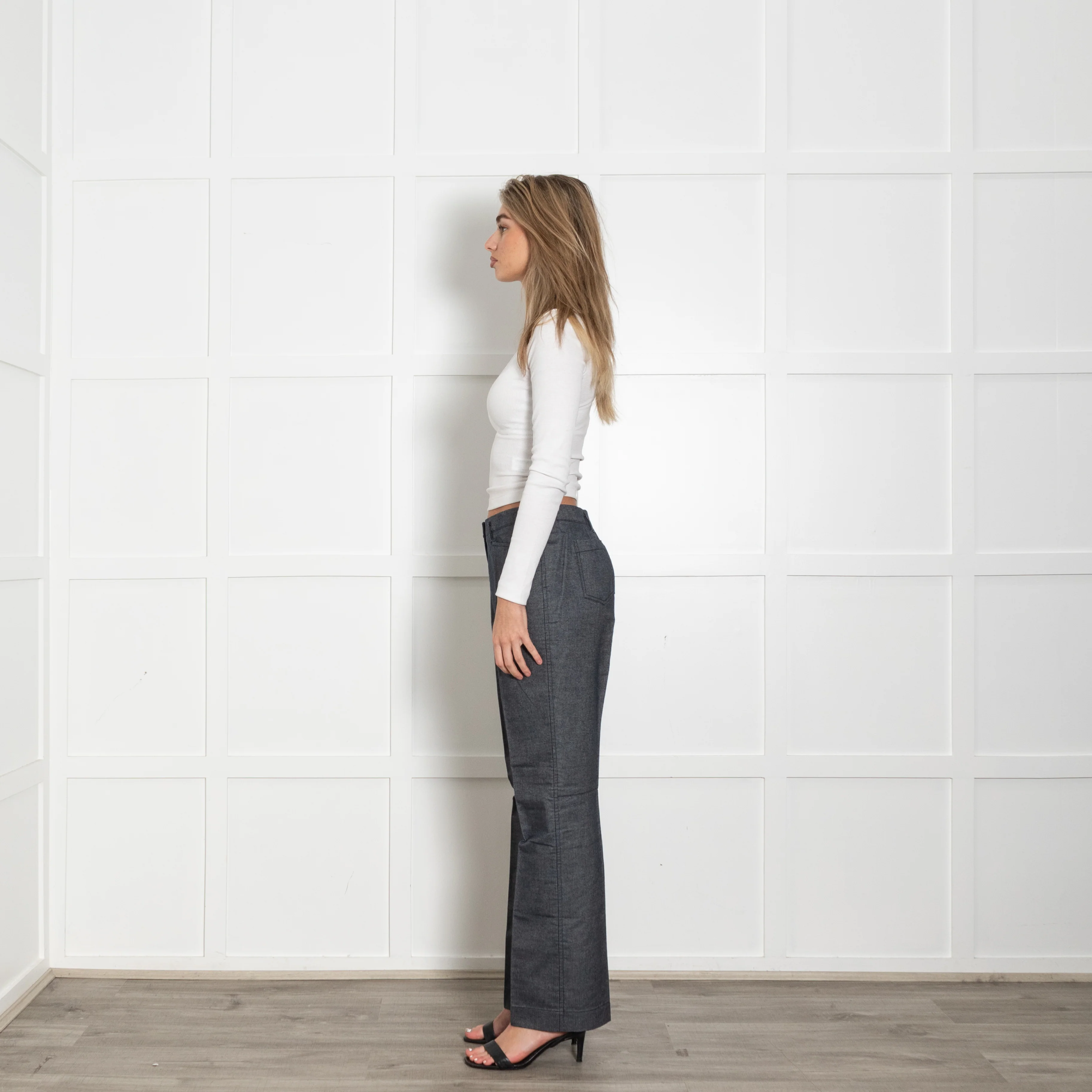 Prada Sport Blue White Mélange Cotton Trousers - Image 5