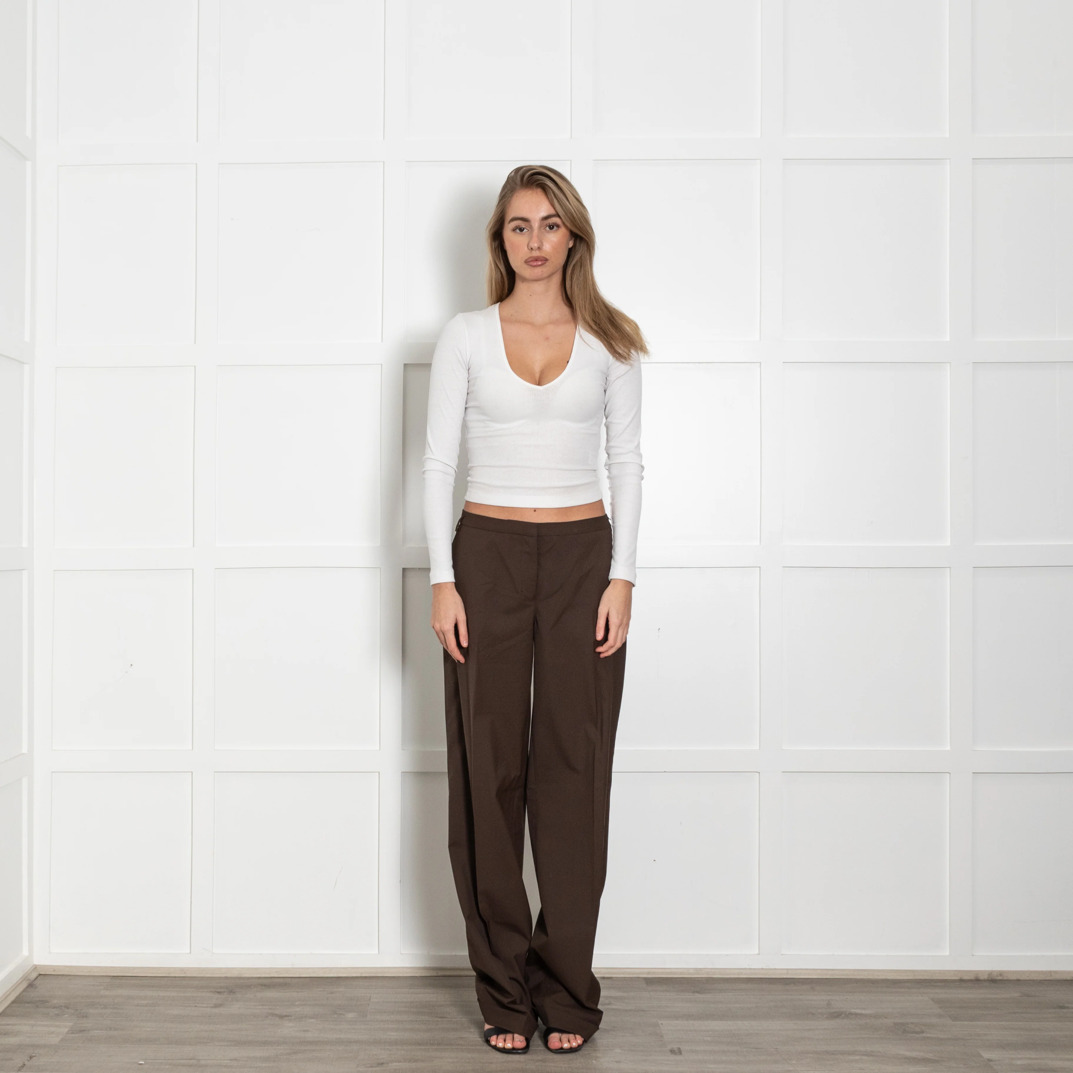 Prada Sport Chocolate Brown Wide Leg Trousers