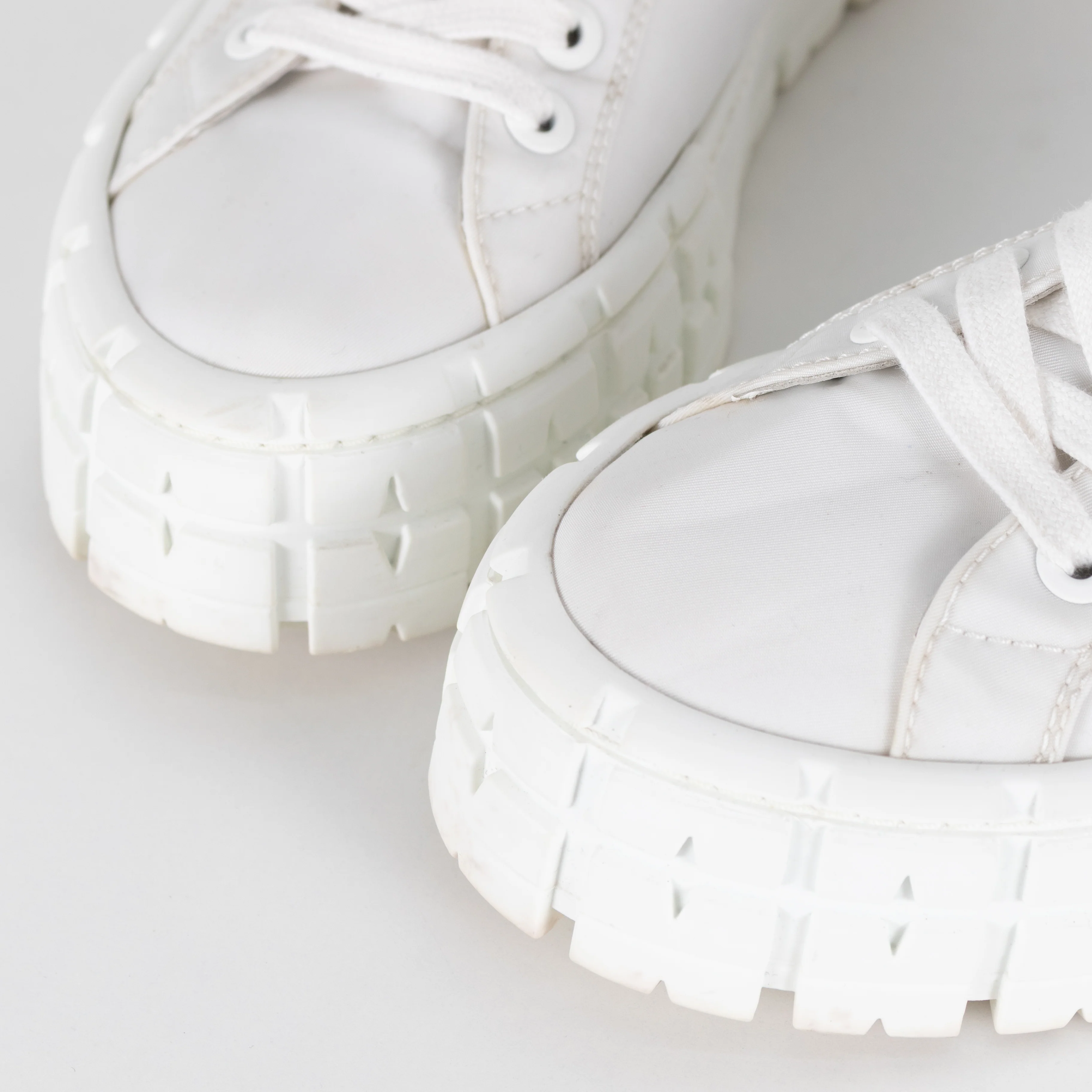 Prada White Nylon Platform Trainers - Image 9