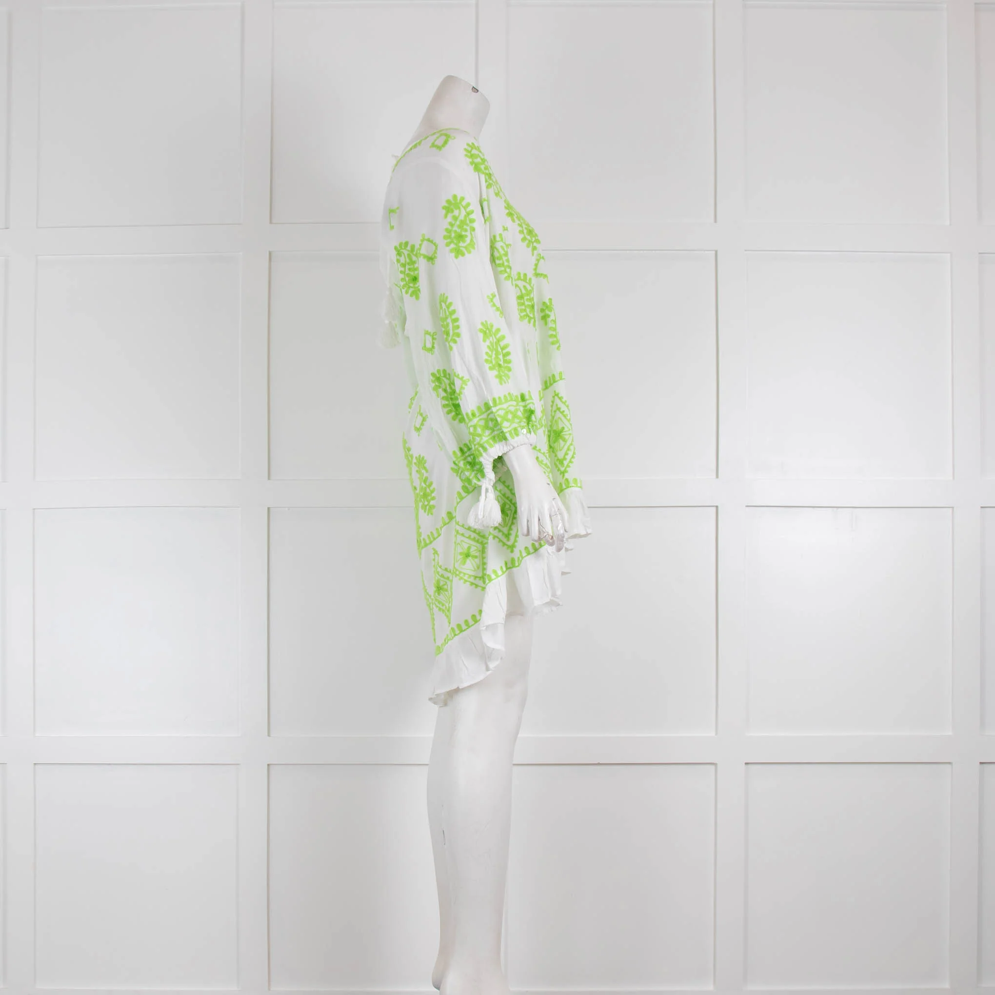 Pranella Embroidered White Kaftan - Image 3