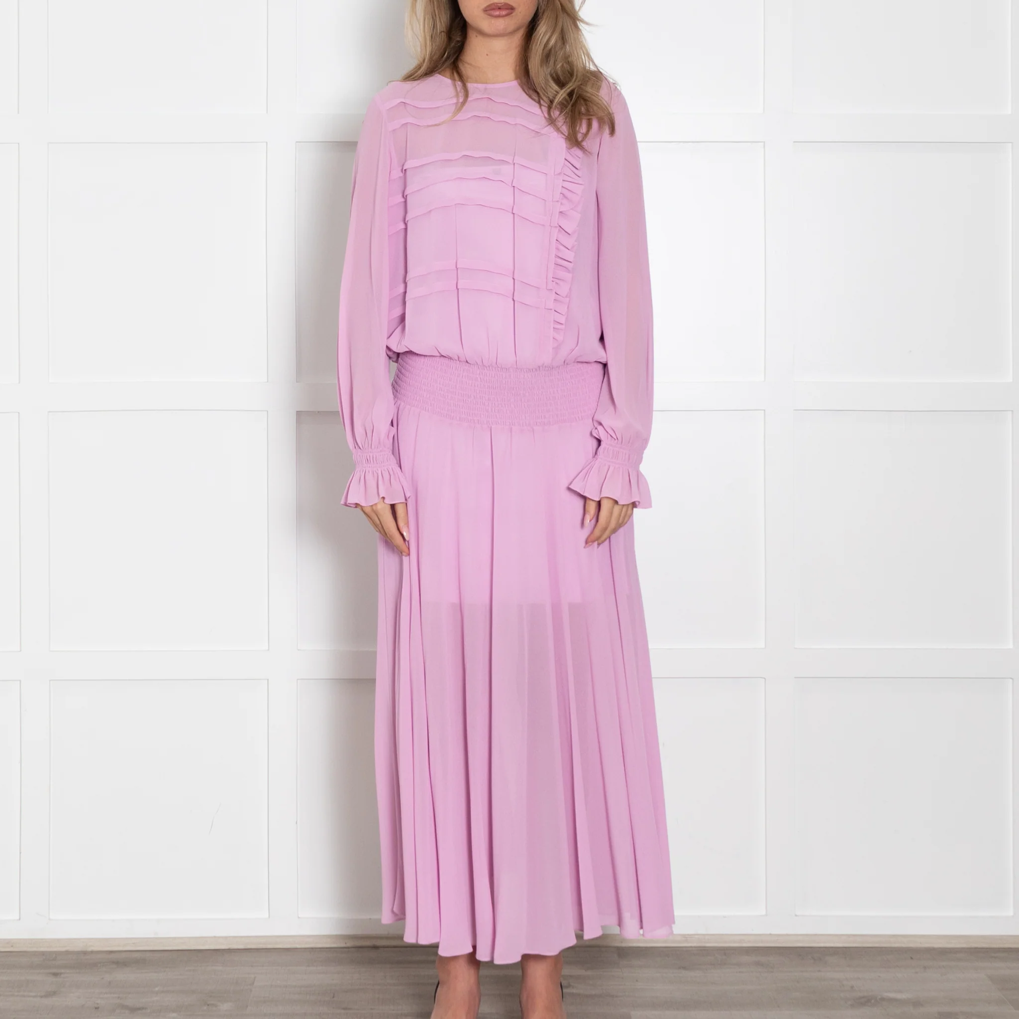 Preen Line Purple Sheer Ruffle Detail Maxi Dress - Image 2