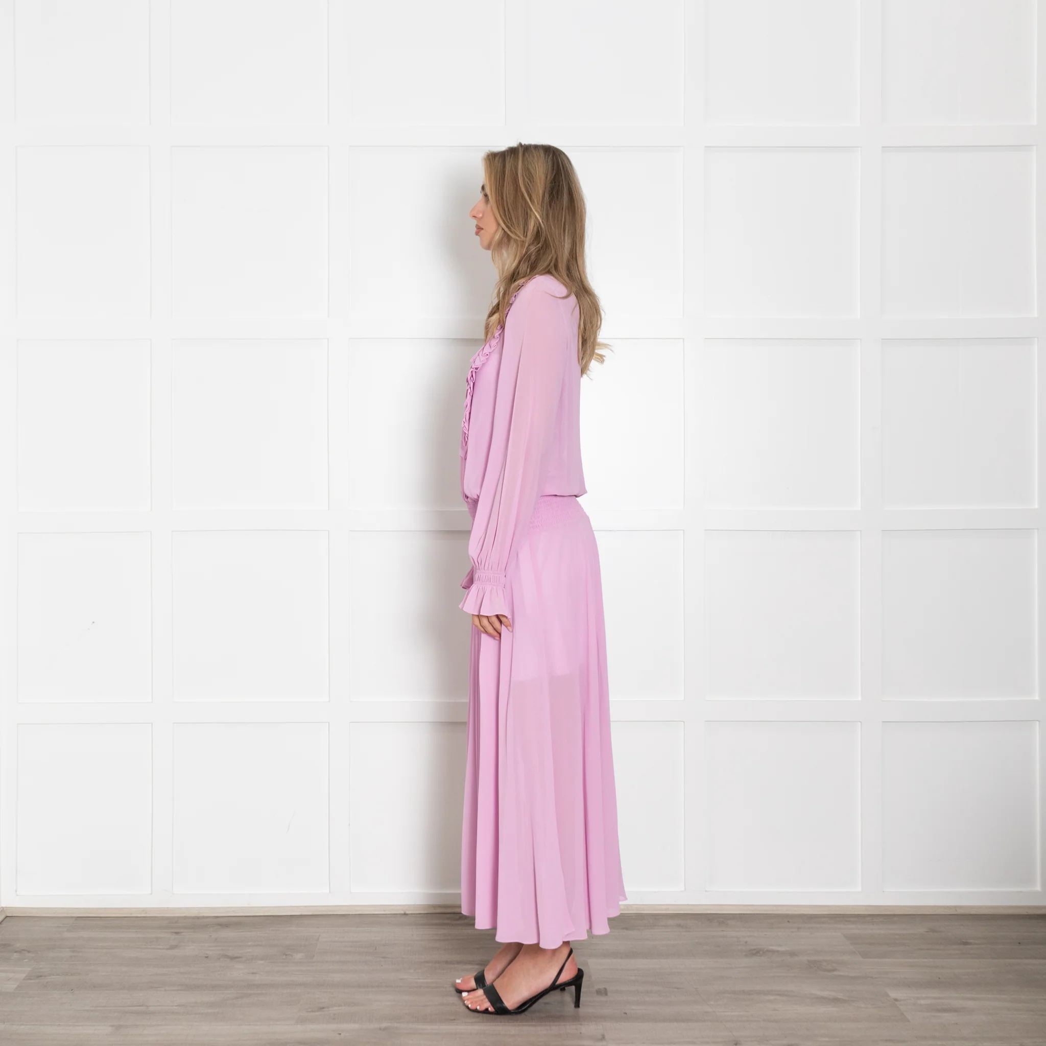 Preen Line Purple Sheer Ruffle Detail Maxi Dress - Image 4