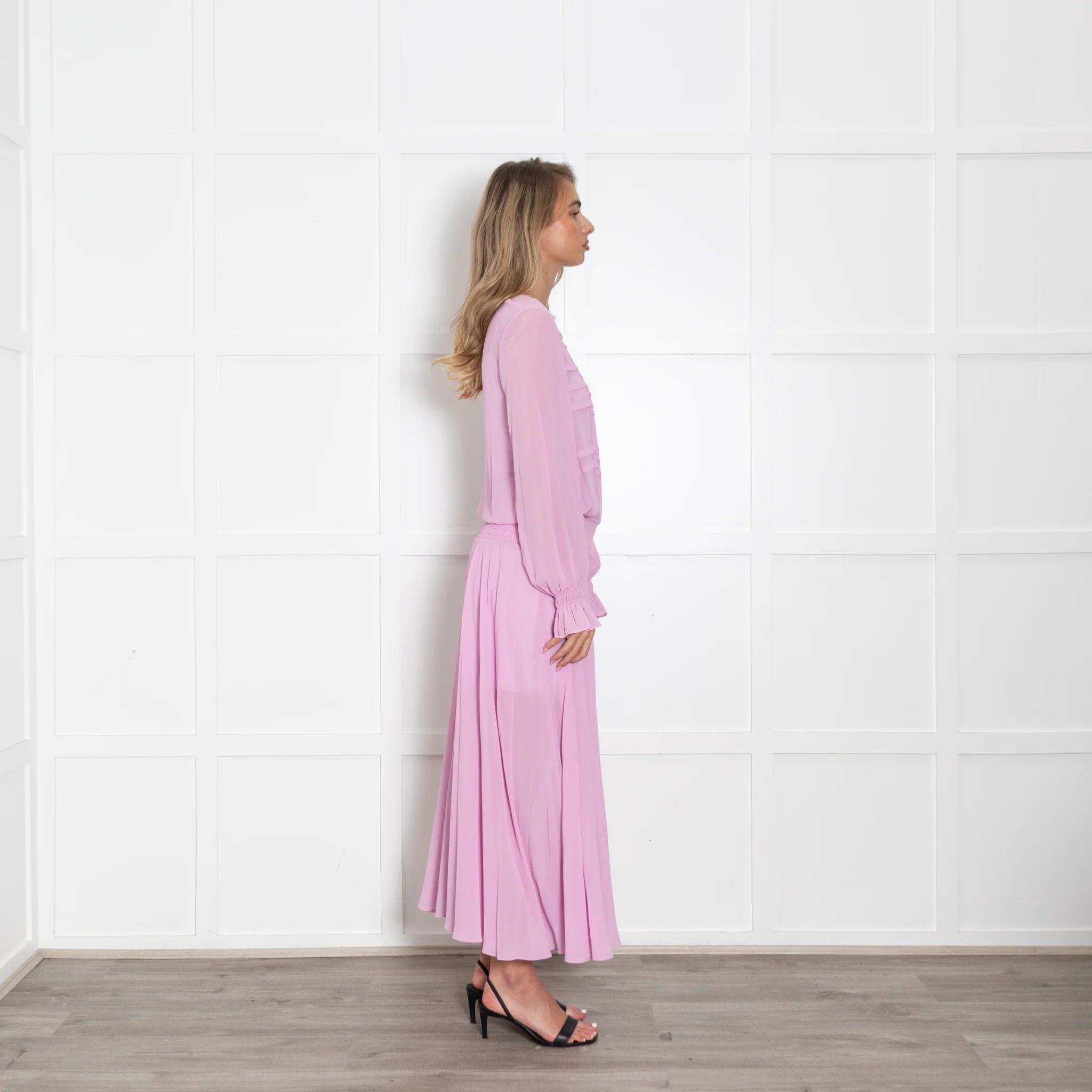 Preen Line Purple Sheer Ruffle Detail Maxi Dress - Image 6