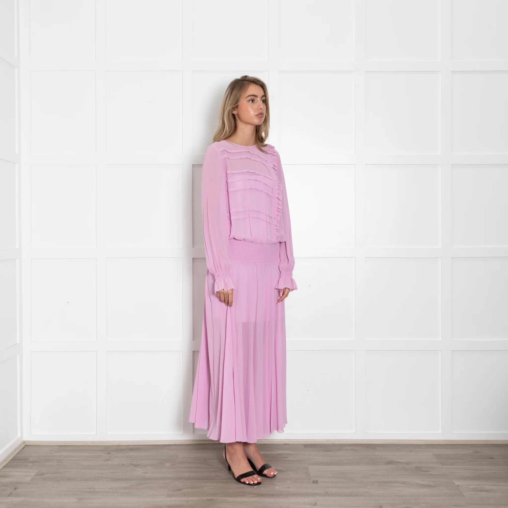 Preen Line Purple Sheer Ruffle Detail Maxi Dress - Image 7