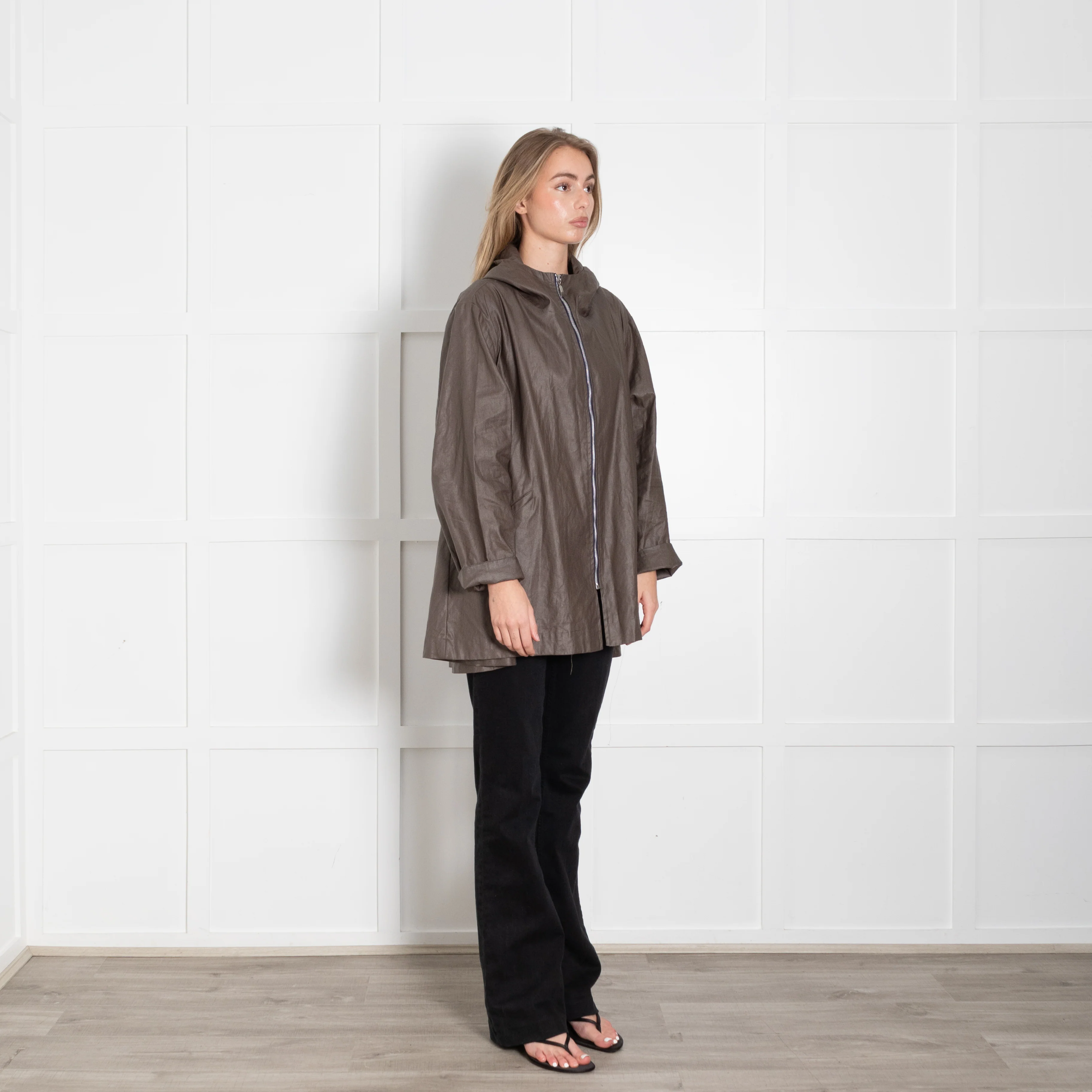 Pret Pour Partir Khaki Swingcoat With Hood - Image 7