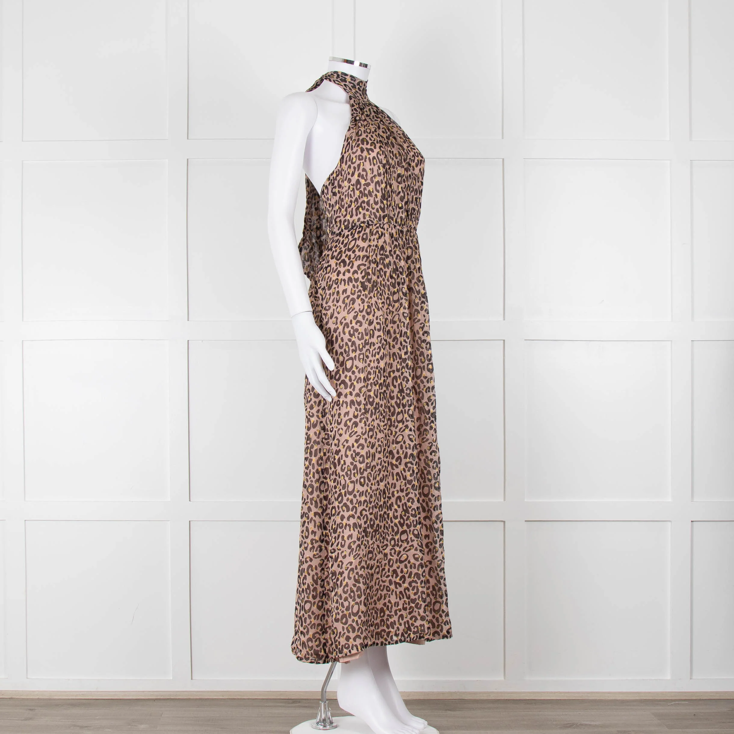Primrose Park Black and Pink Leopard Halterneck Maxi Dress - Image 2