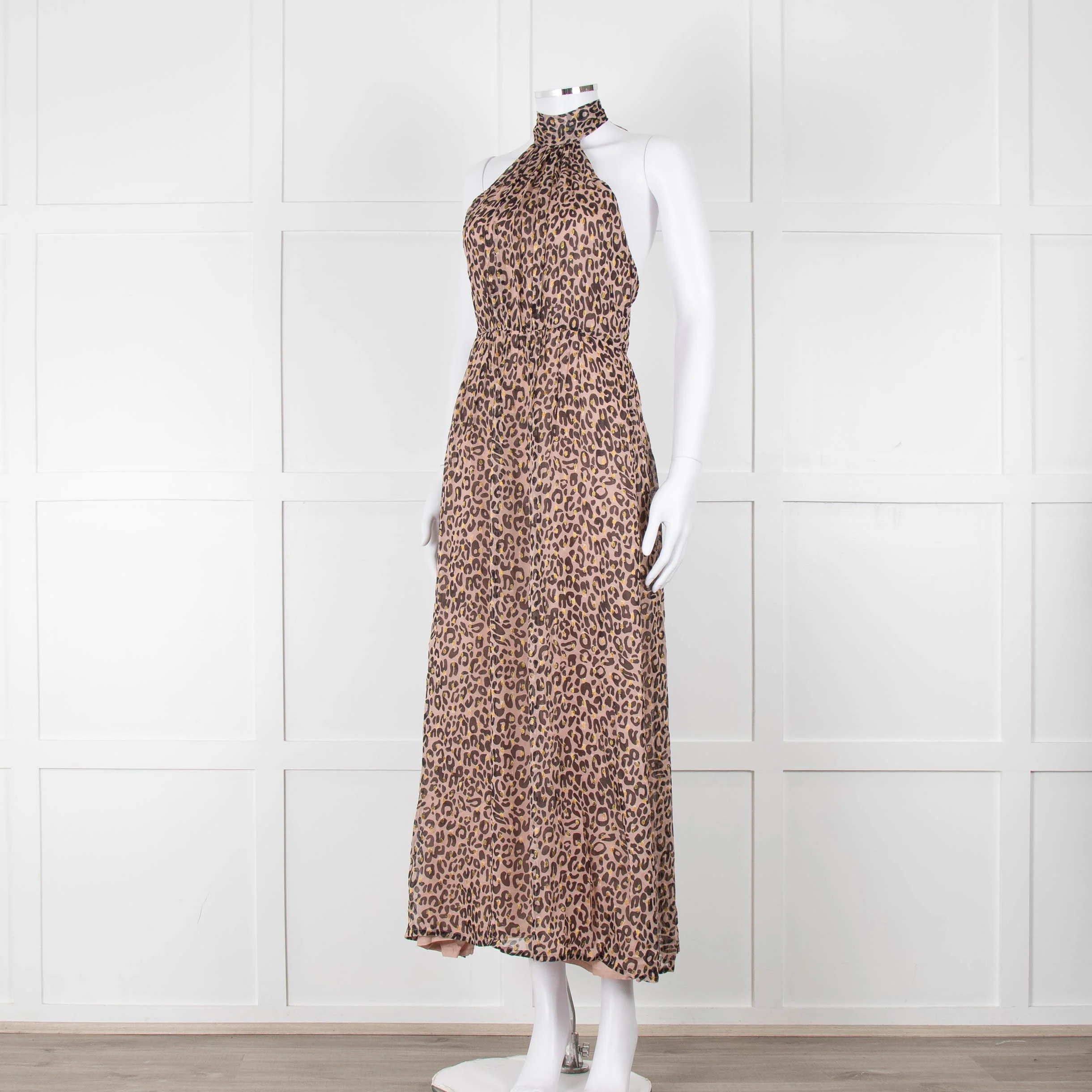 Primrose Park Black and Pink Leopard Halterneck Maxi Dress - Image 8