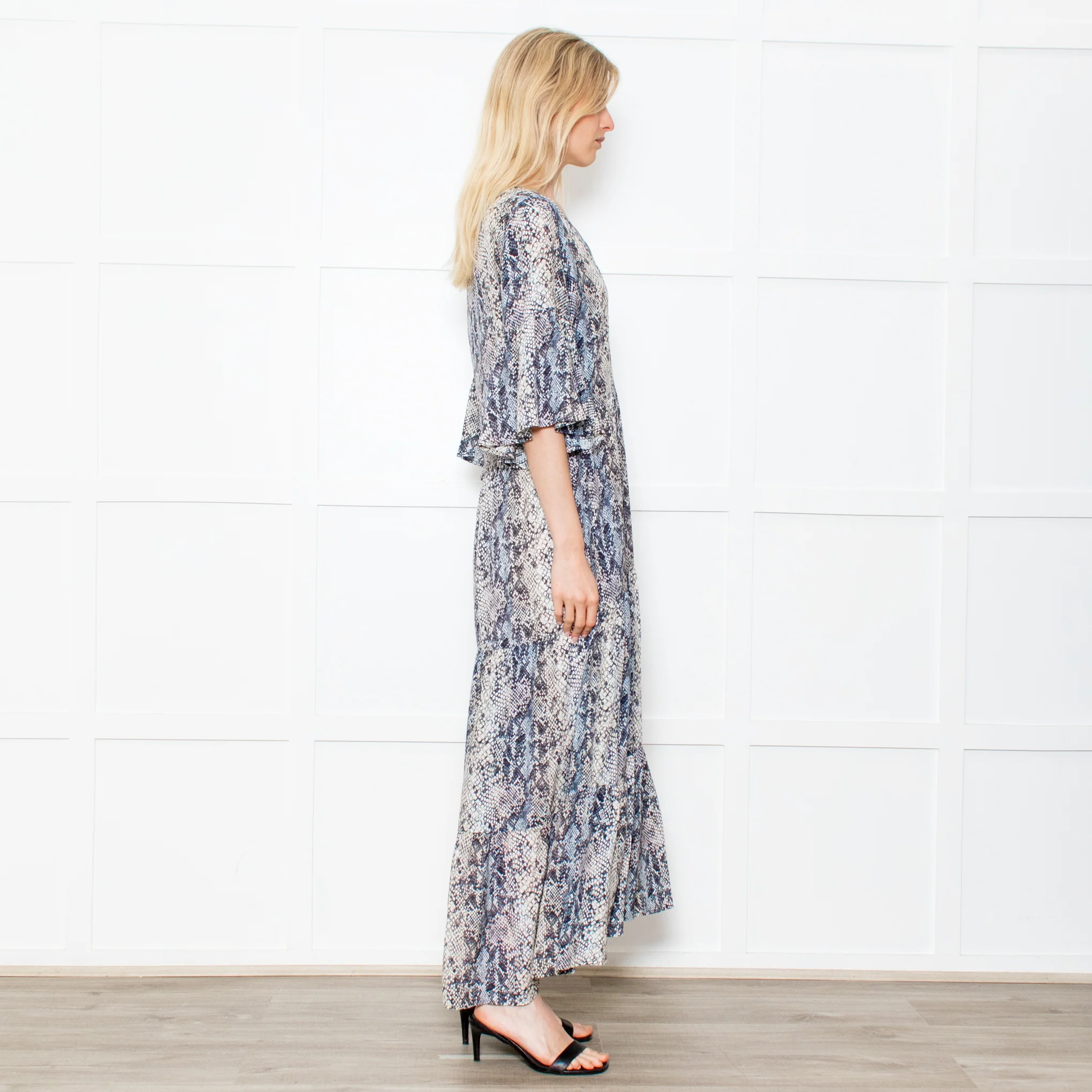 Primrose Park Grey Snakeprint Ruffle Sleeve Maxi Alice Dress - Image 6