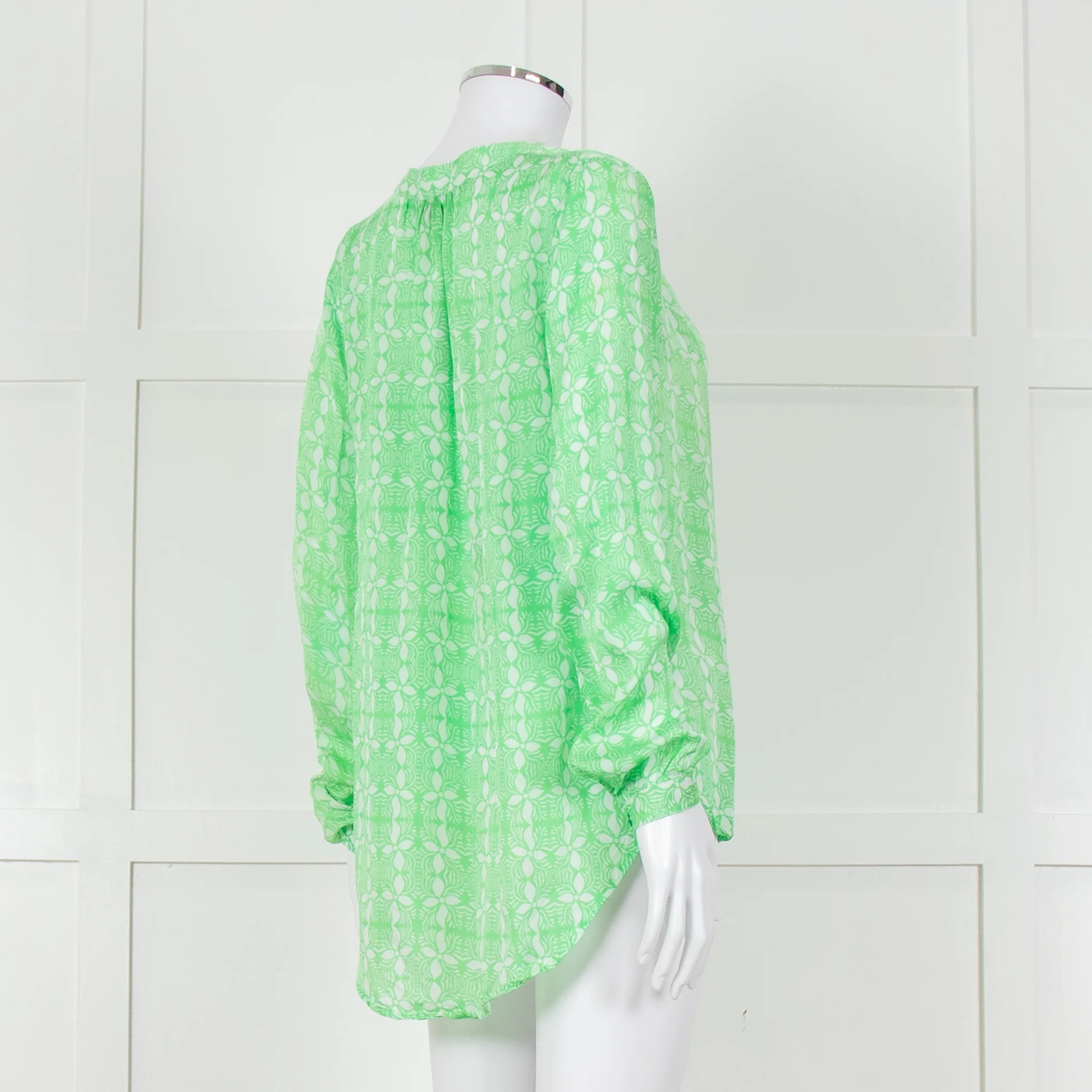 Primrose Park Green And White Floral Print Long Sleeve Top - Image 4