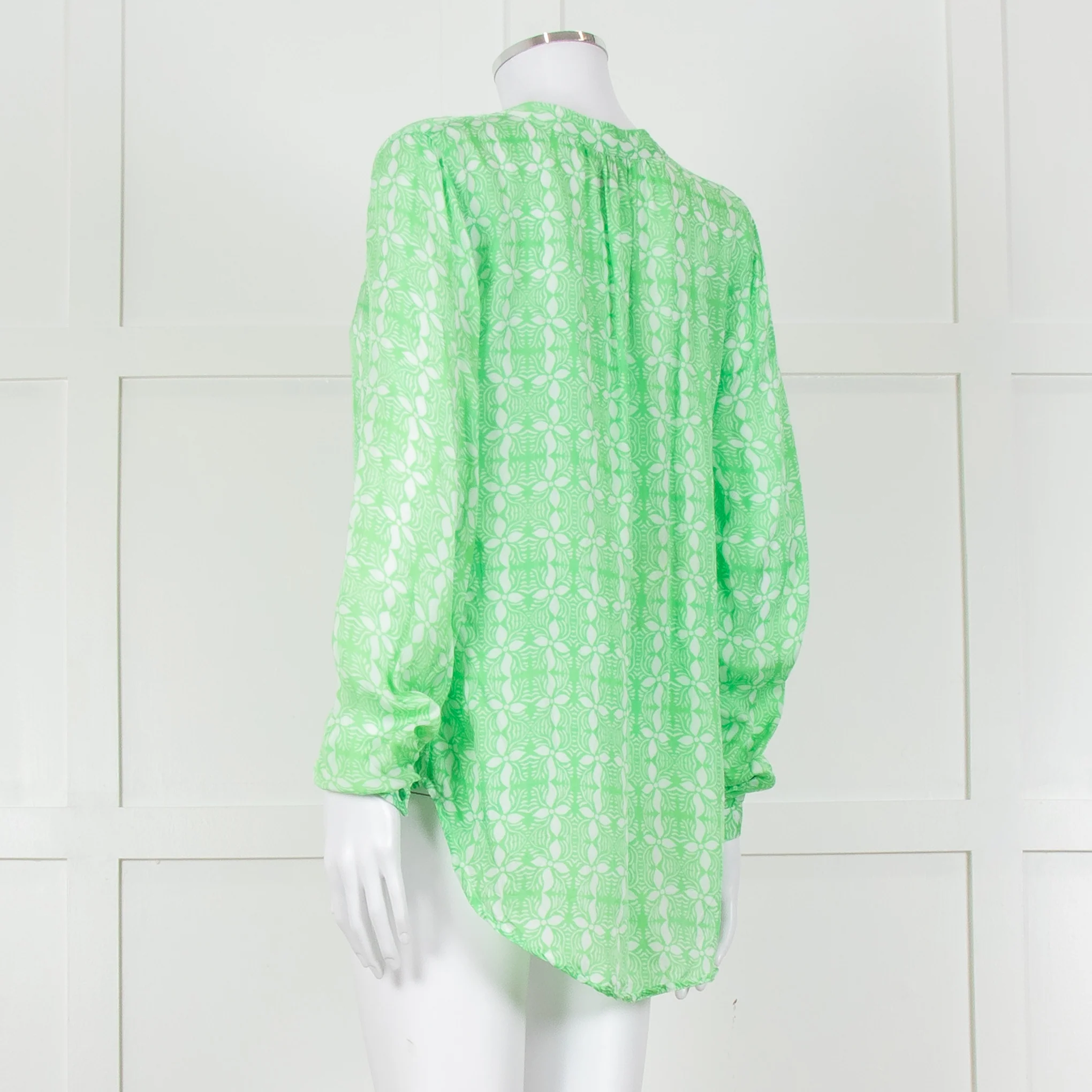Primrose Park Green And White Floral Print Long Sleeve Top - Image 6