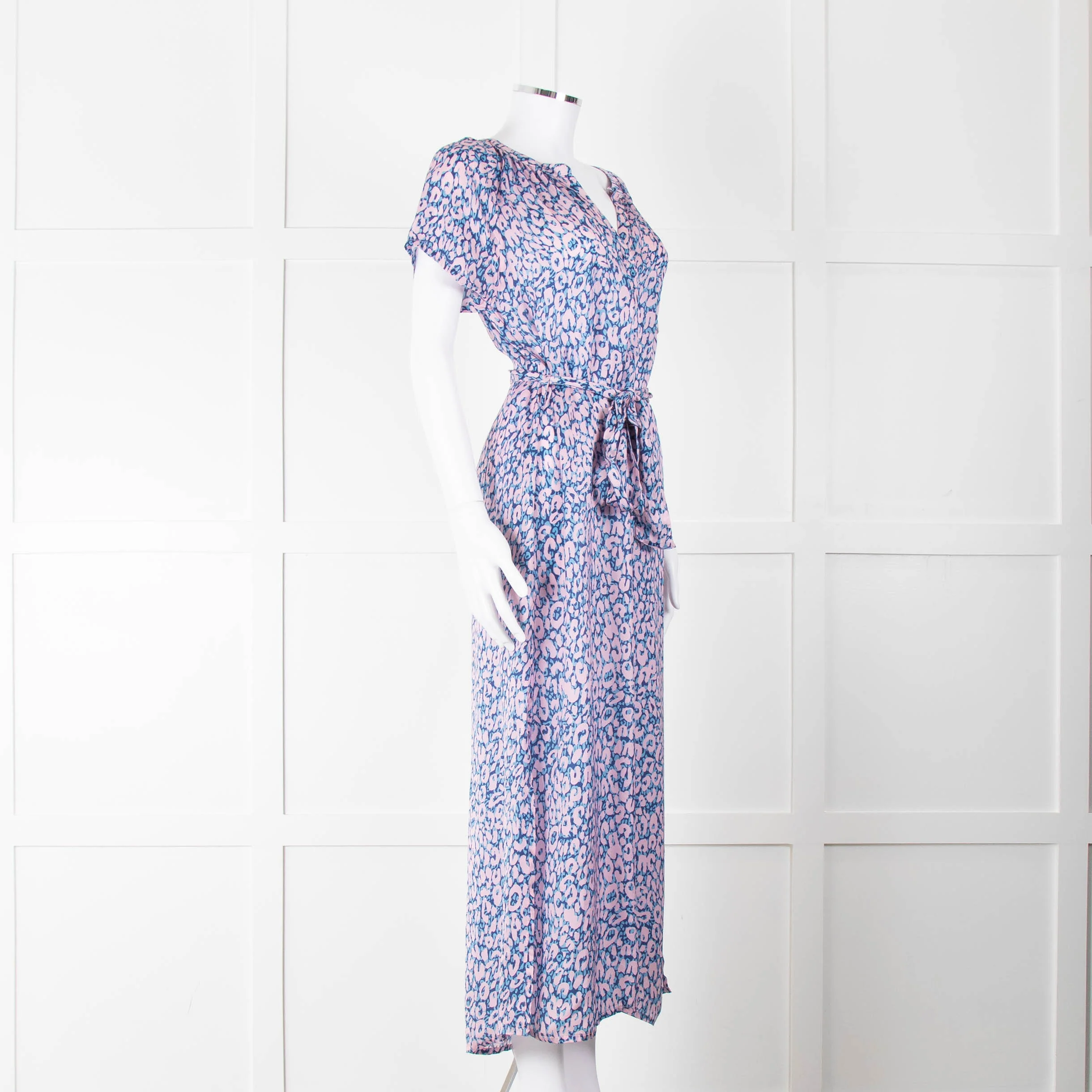 Primrose Park Pink Blue Leopard Print Short Sleeve Maxi Dress - Image 2