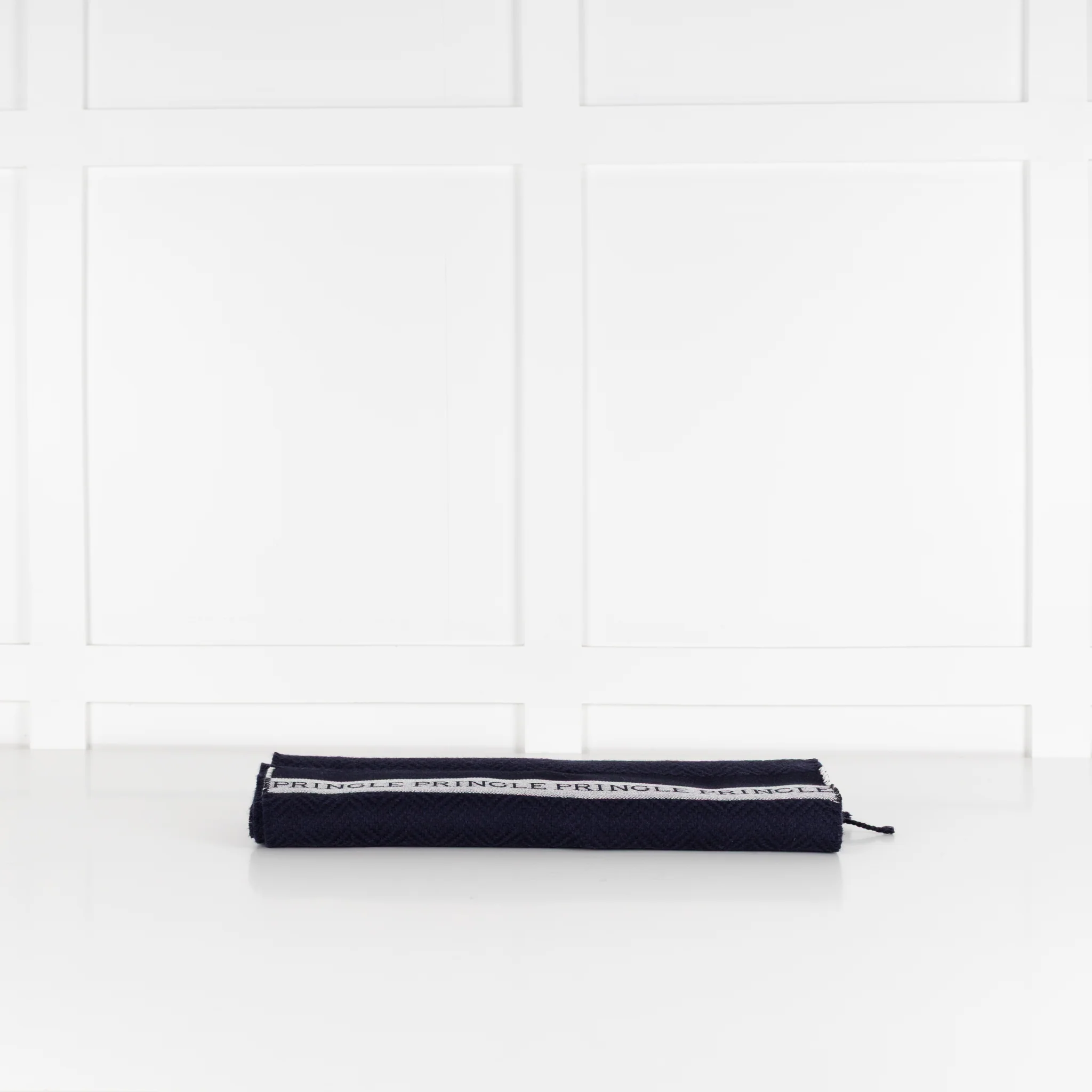 Pringle Navy Woven Logo Scarf