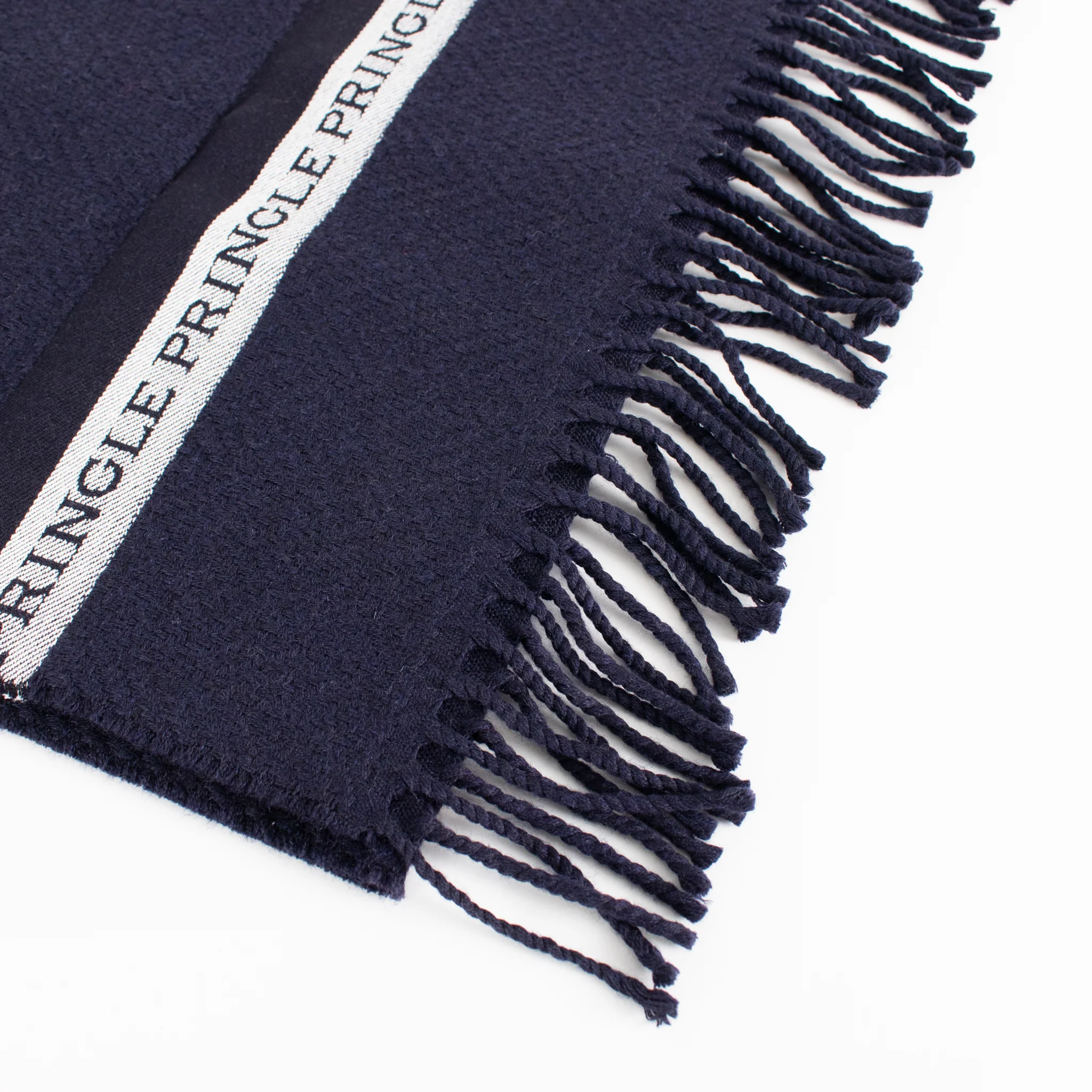 Pringle Navy Woven Logo Scarf - Image 4