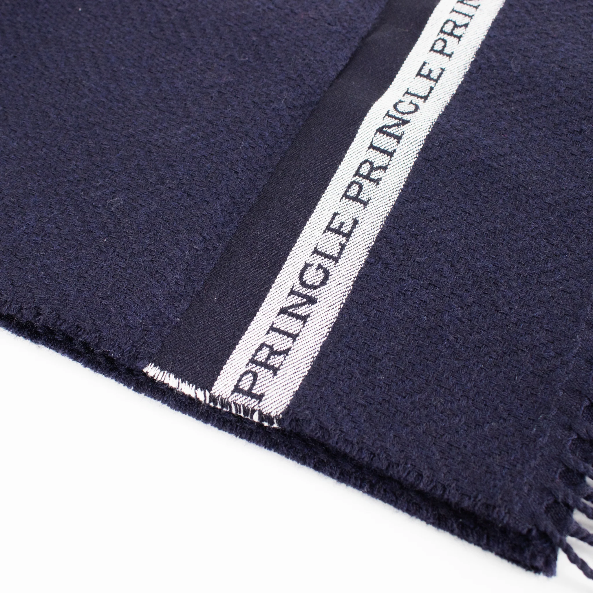 Pringle Navy Woven Logo Scarf - Image 5