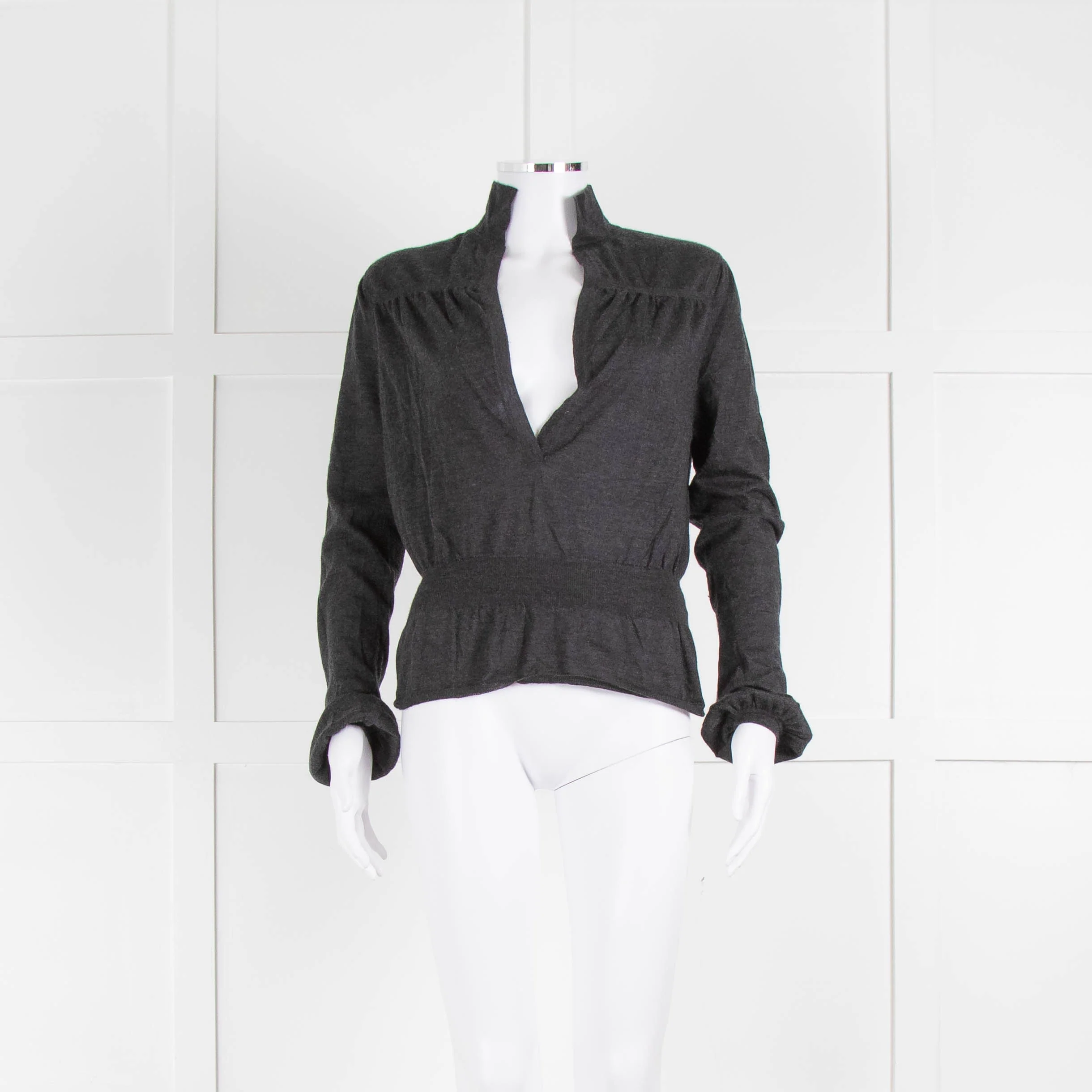 Pringle of Scotland Grey Cashmere Detailed Top