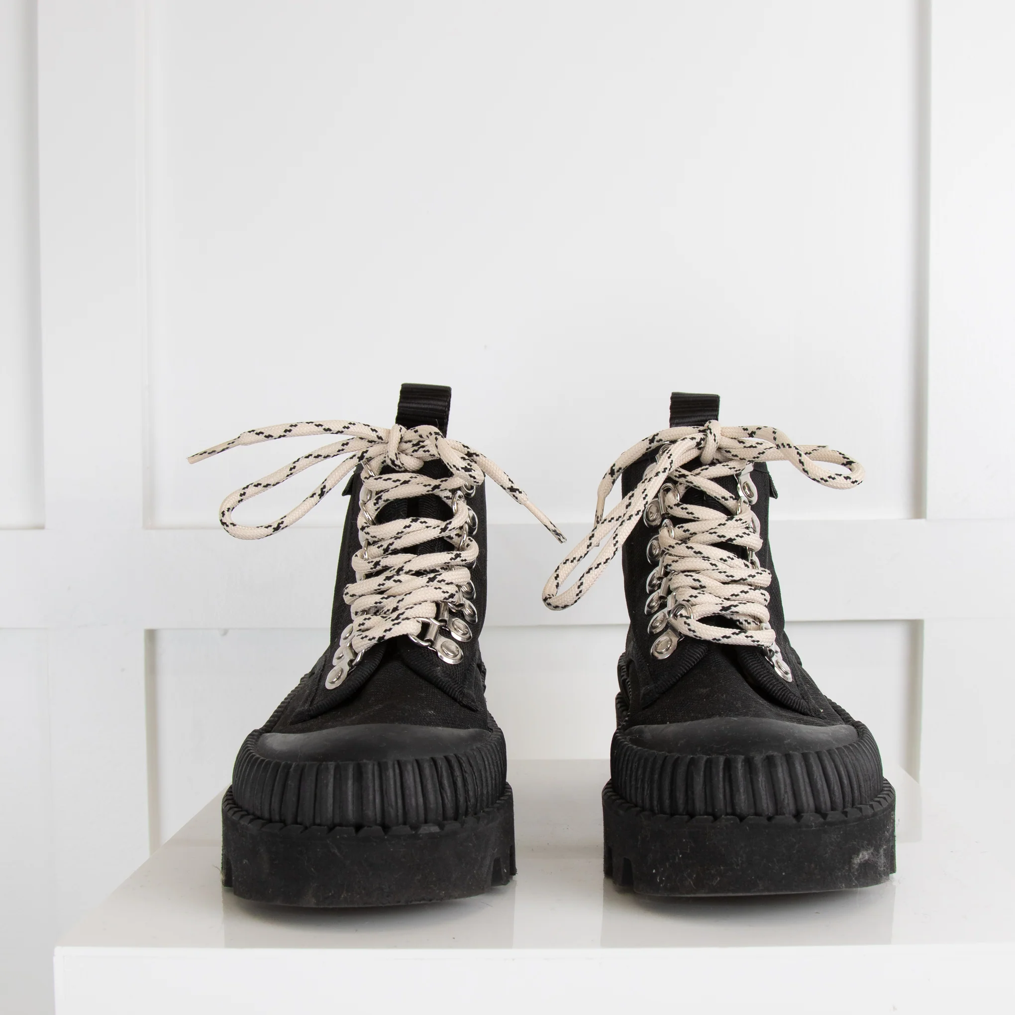 Proenza Schouler Black Canvas Chunky Boots - Image 2