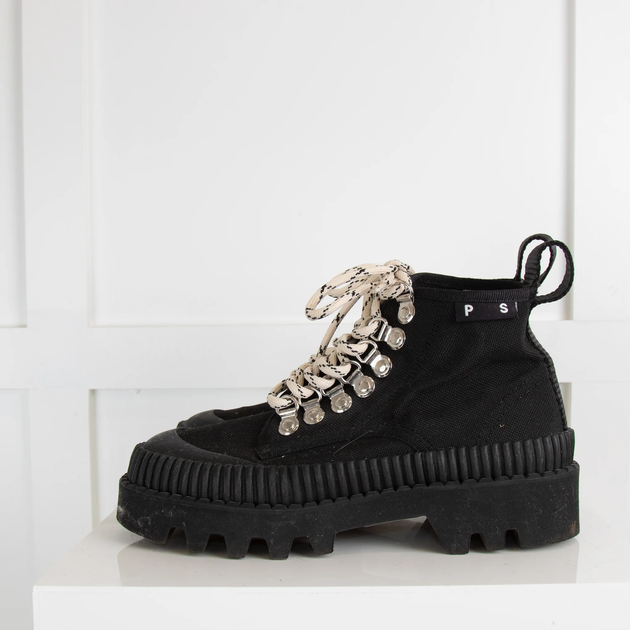 Proenza Schouler Black Canvas Chunky Boots - Image 3