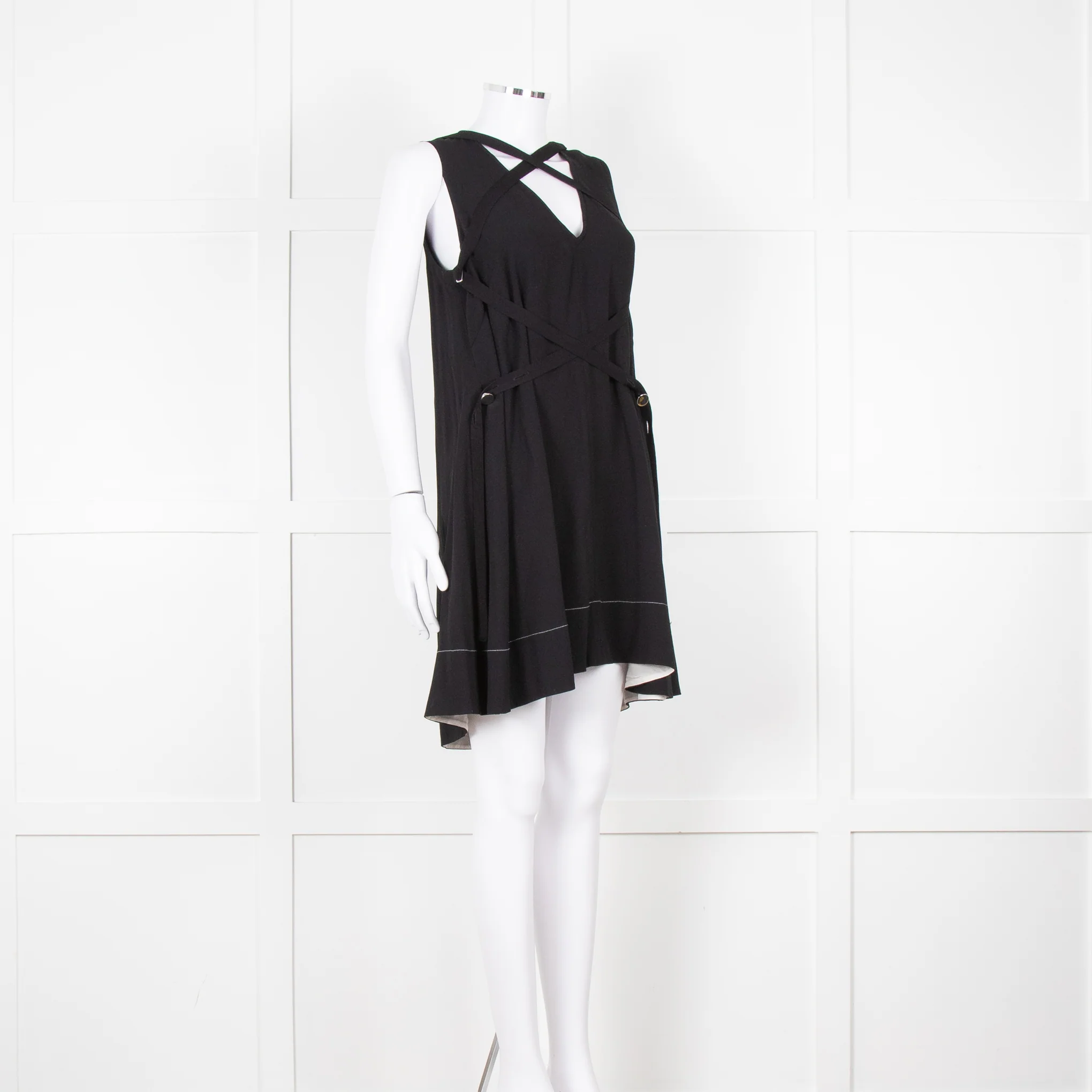Proenza Schouler Black Sleeveless Harness Detail Mini Dress - Image 2
