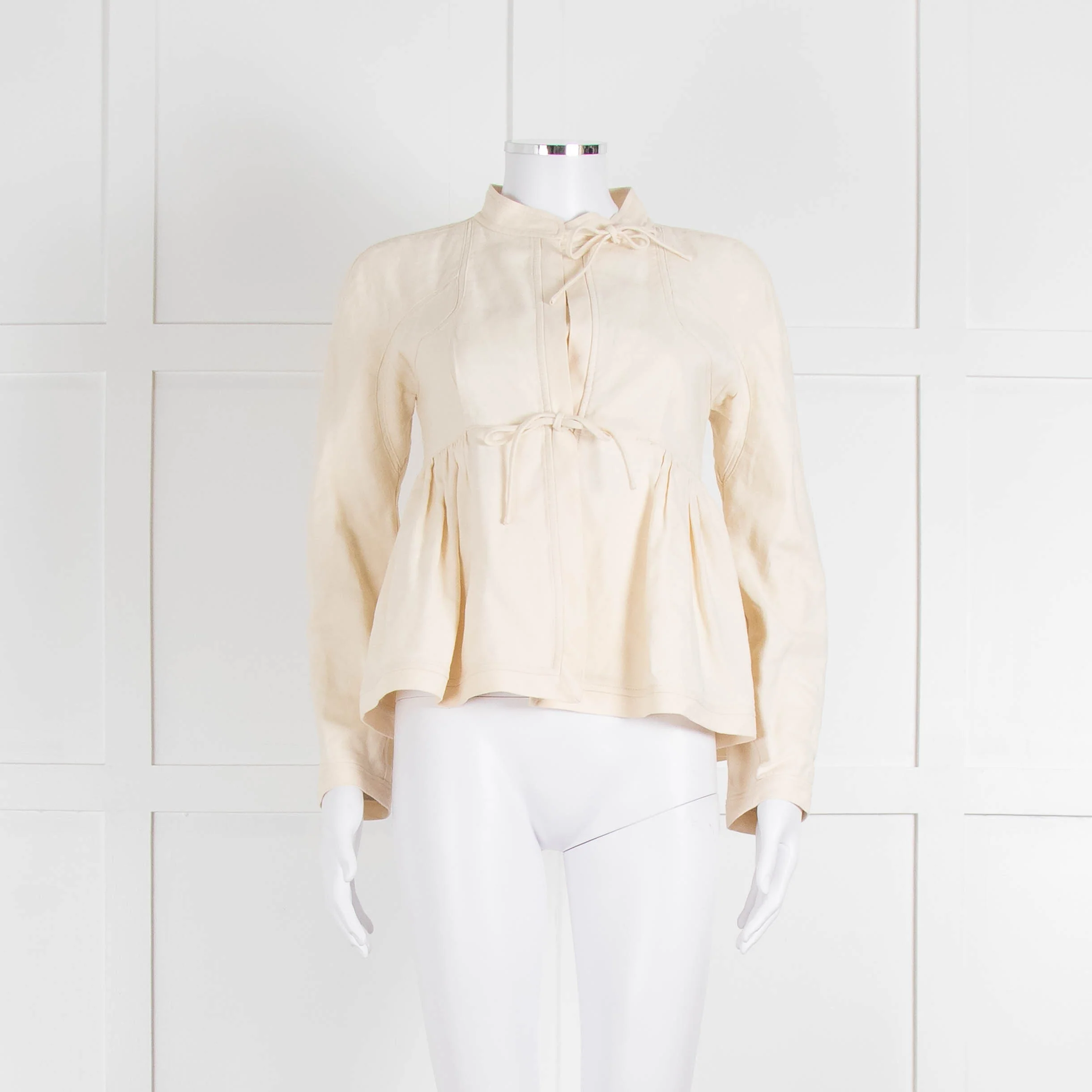 Proenza Schouler Cream Silk & Linen Peplum Short Jacket