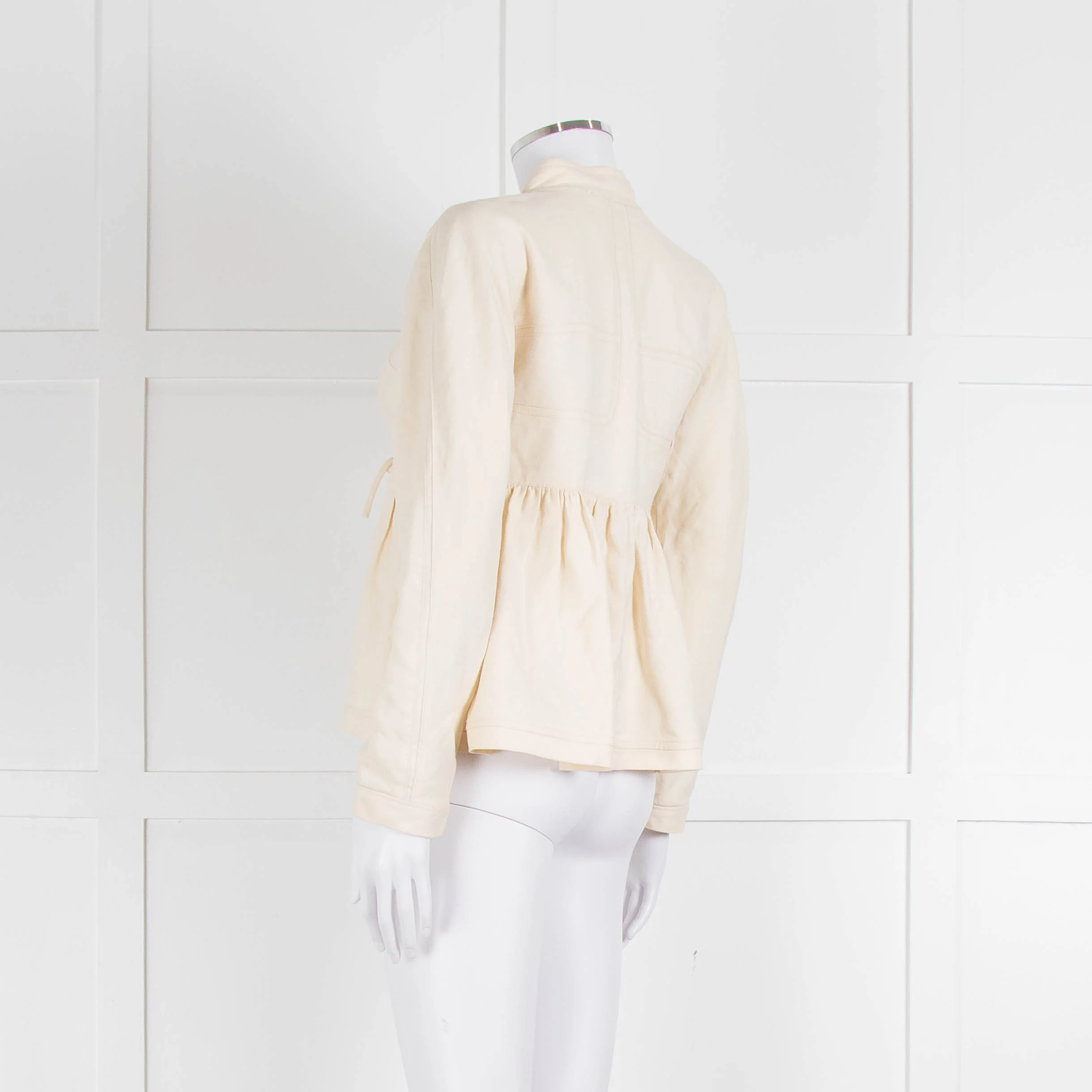 Proenza Schouler Cream Silk & Linen Peplum Short Jacket - Image 6